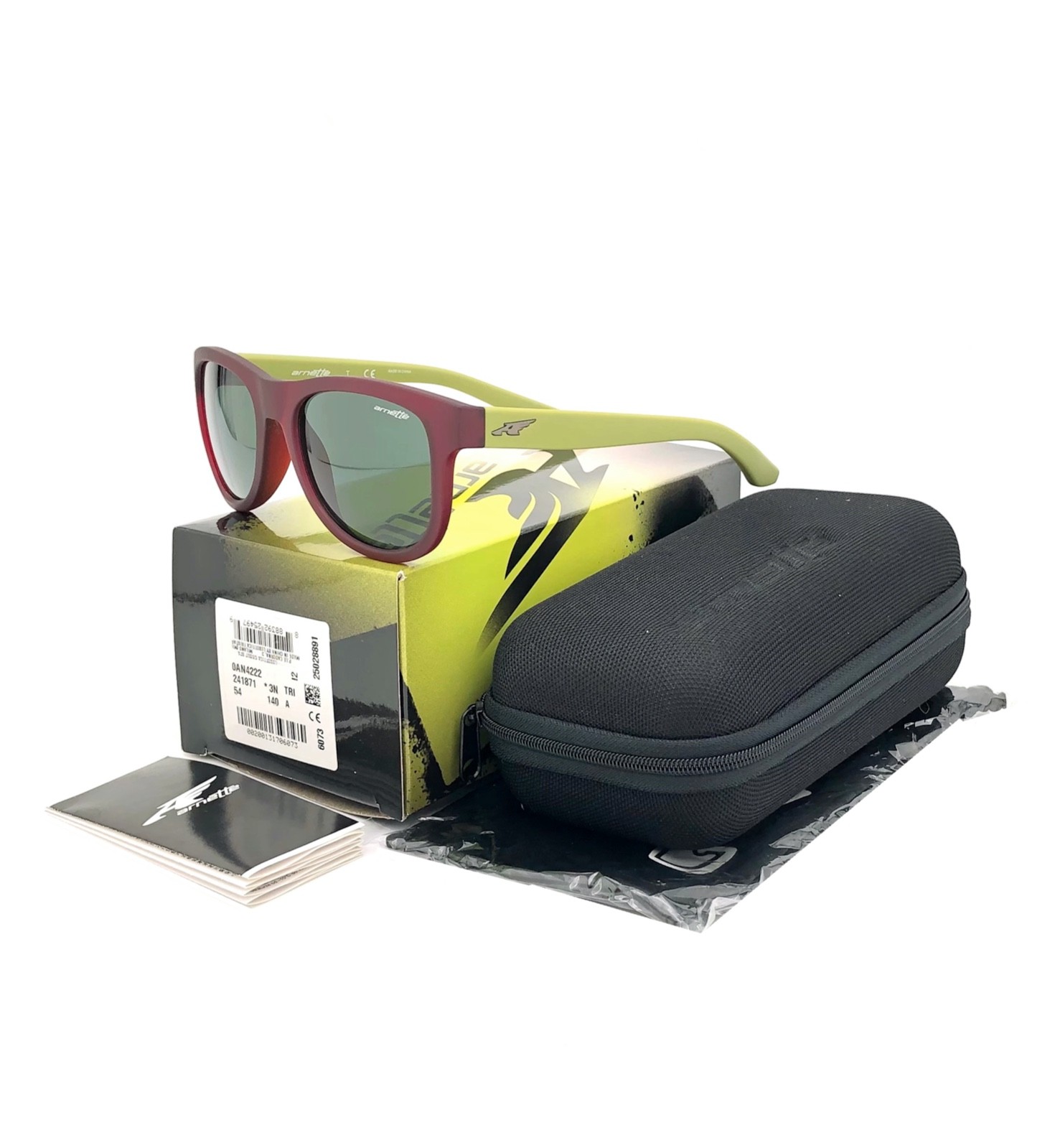Arnette AN4222 241871 54mm Matte Transparent Bordeaux w/Grey Green Sunglasses