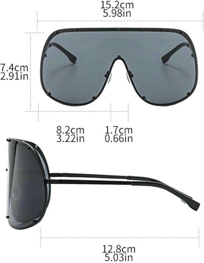 Fashion Oversized Luxury Sunglasses for Women Men One-piece Lens Frame Uv400 New