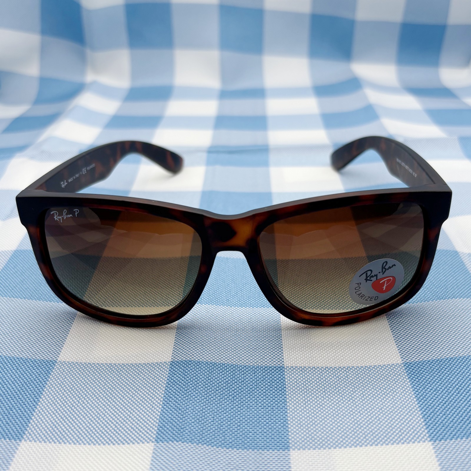 Ray-Ban JUSTIN Rubber Gray-Brown RB4165 T5 Sunglasses Matte Tortoise Polarized