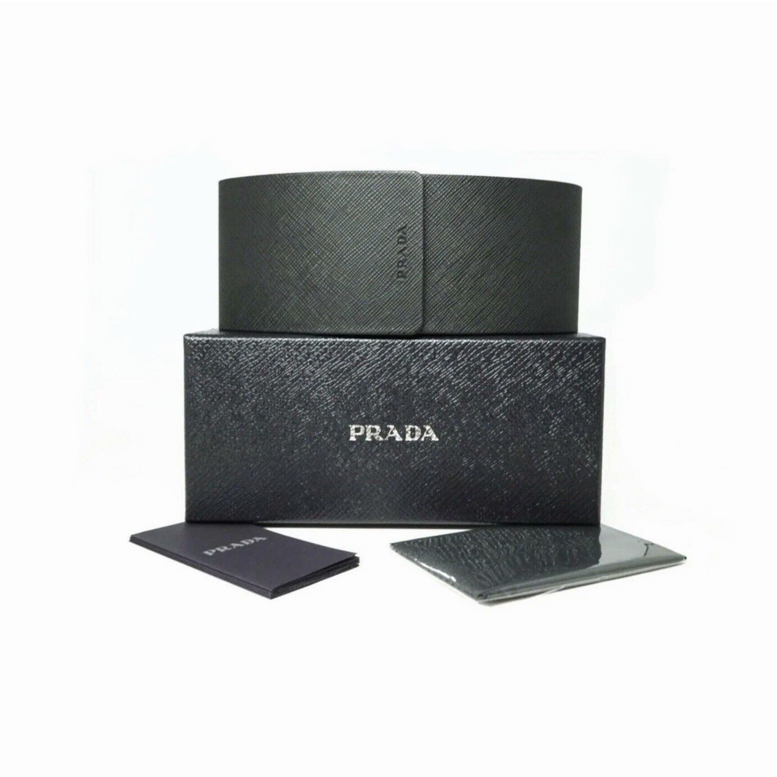 PRADA PR A22S 16K08Z Black Silver Logo Dark Grey Lens Sunglasses AUTHENTIC