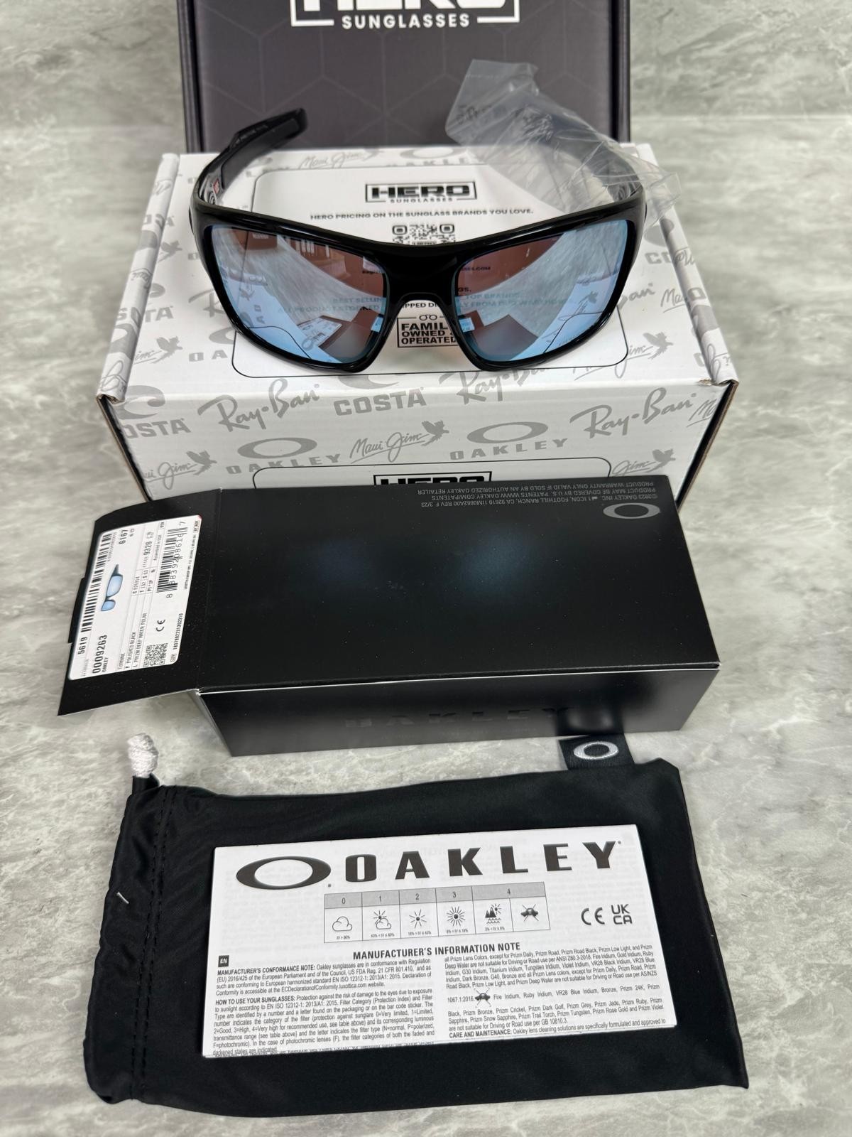 OAKLEY | NEW | TURBINE | 9263 – 14 | POLISHED BLACK | PRIZM DEEP WATER