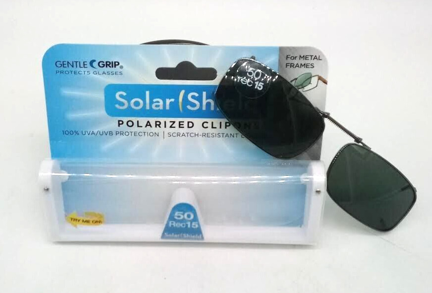 Clip-On Gray Polarized Sunglasses 50mm x 29mm Scratch Resistant Rec15 NEW