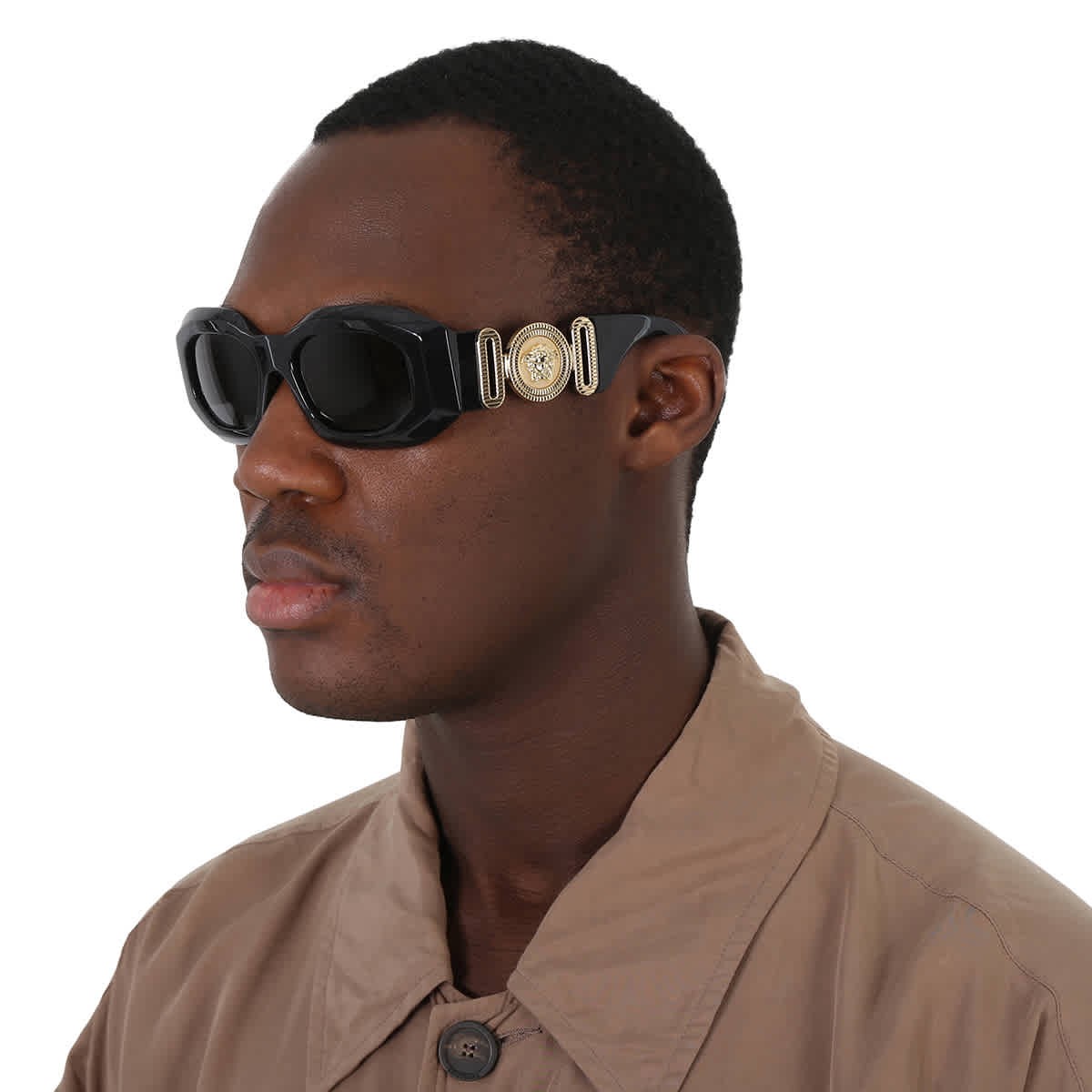Versace Dark Grey Irregular Men’s Sunglasses VE4425U GB1/87 53 VE4425U GB1/87 53