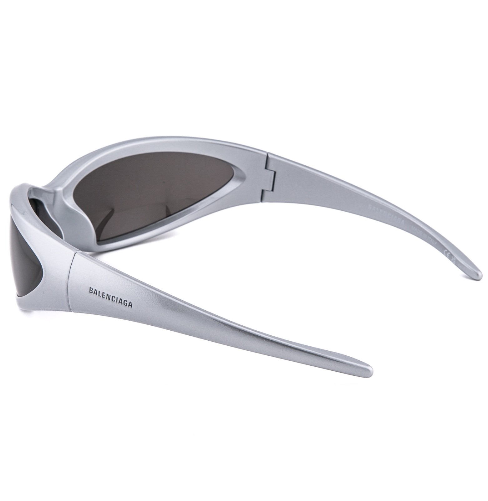 BALENCIAGA SKIN 0251 Narrow Wrap Cat Mask Metallic Silver Sunglasses BB0251S 005