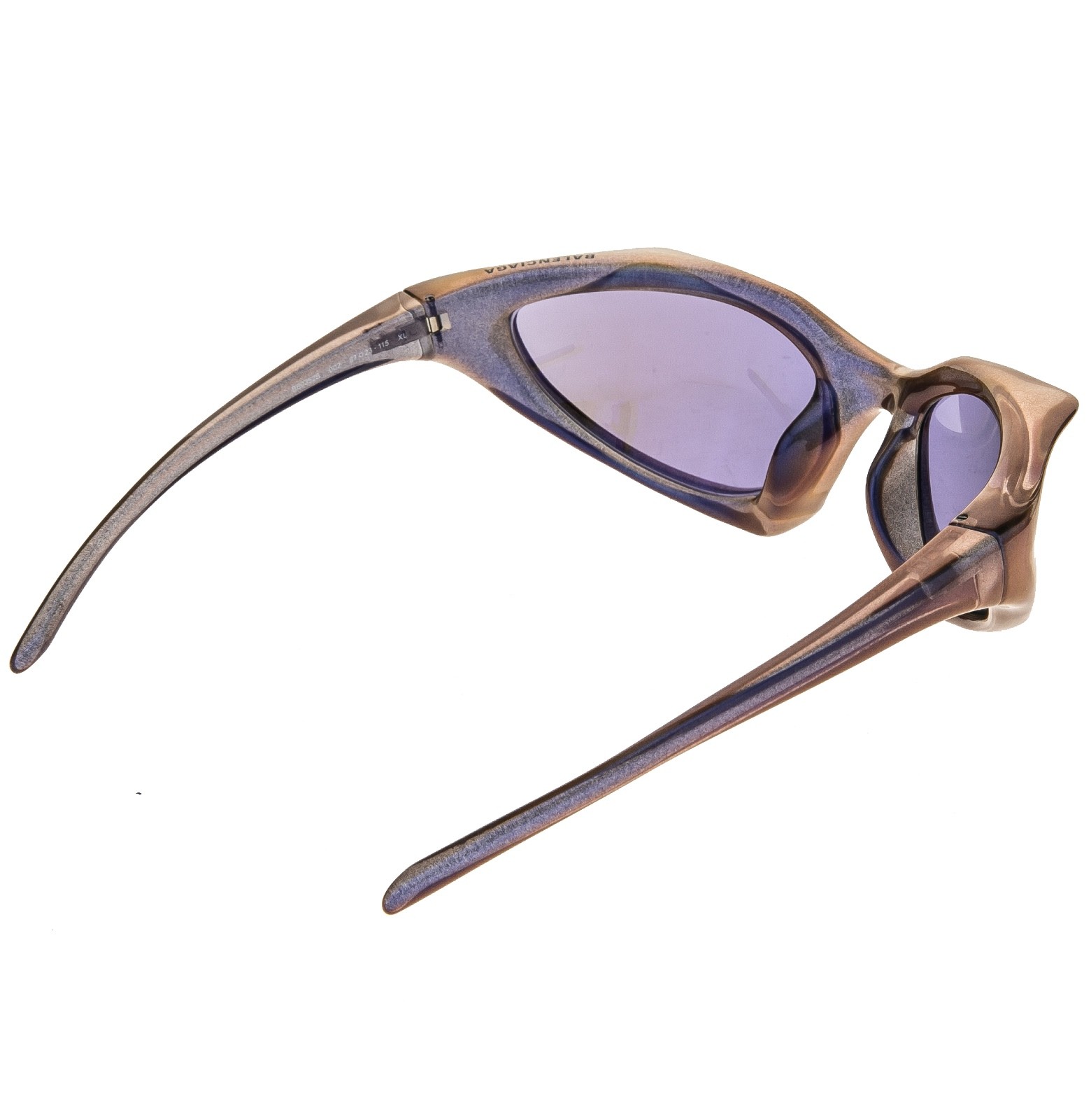 BALENCIAGA BB0352S RUNNER CAT 0352 Violet Mirror Glitter Unisex Sunglasses 002