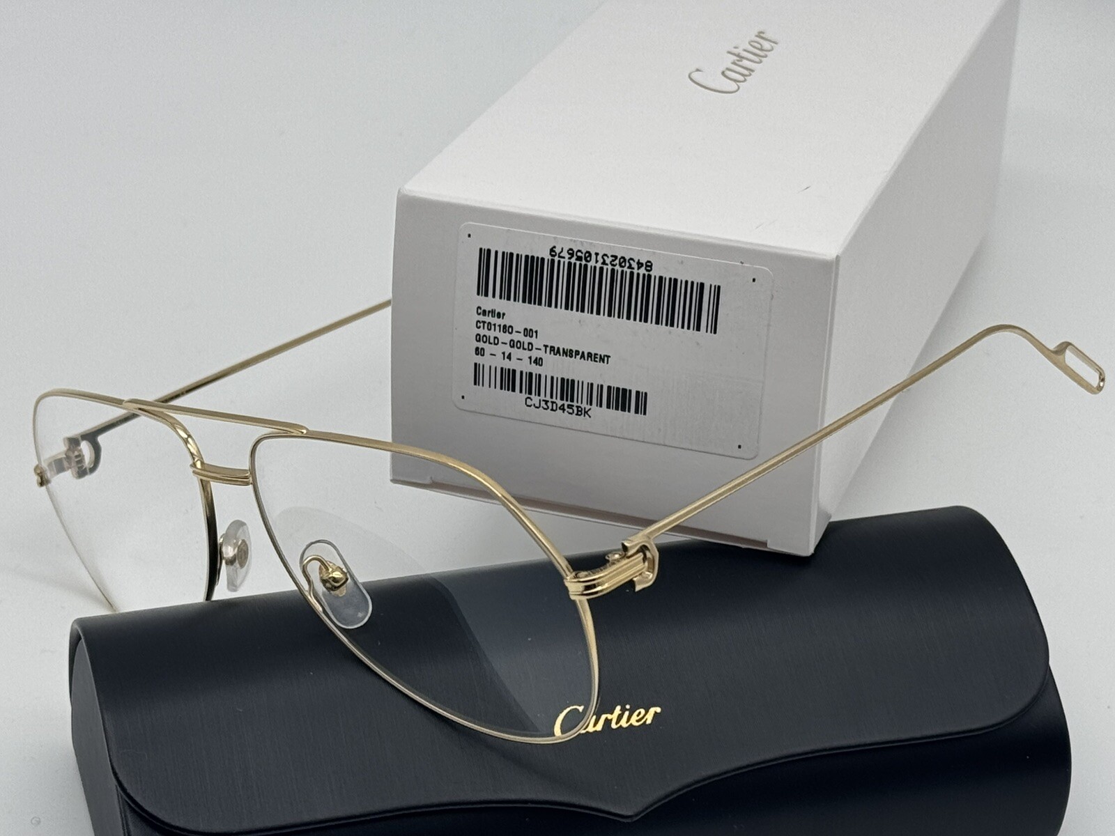 PREMIERE C DE CARTIER PILOT SHAPE GOLD EYEGLASSES CT0116O NEW 100% GENUINE $1425