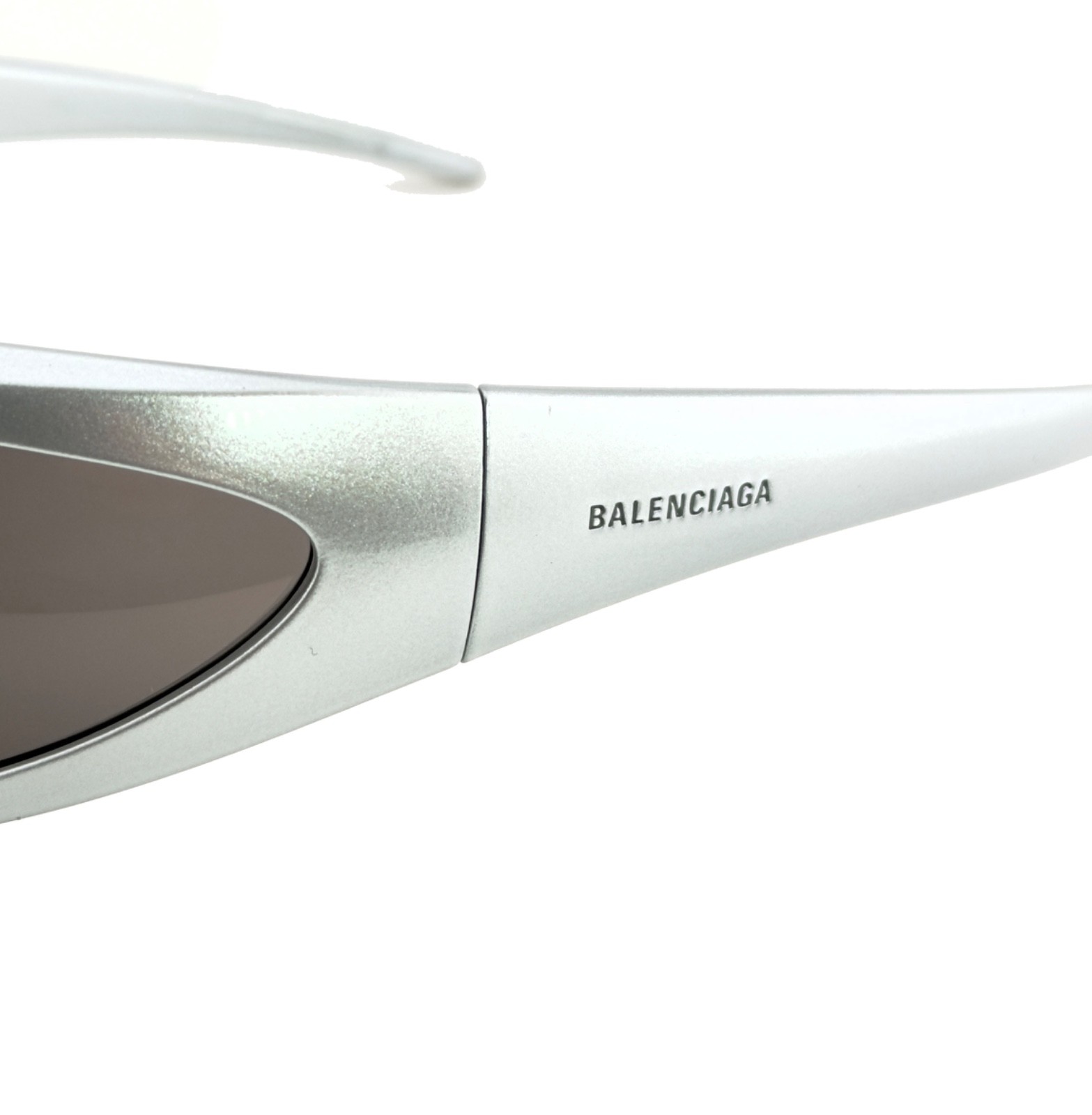 BALENCIAGA SKIN 0251 Narrow Wrap Cat Mask Metallic Silver Sunglasses BB0251S 005