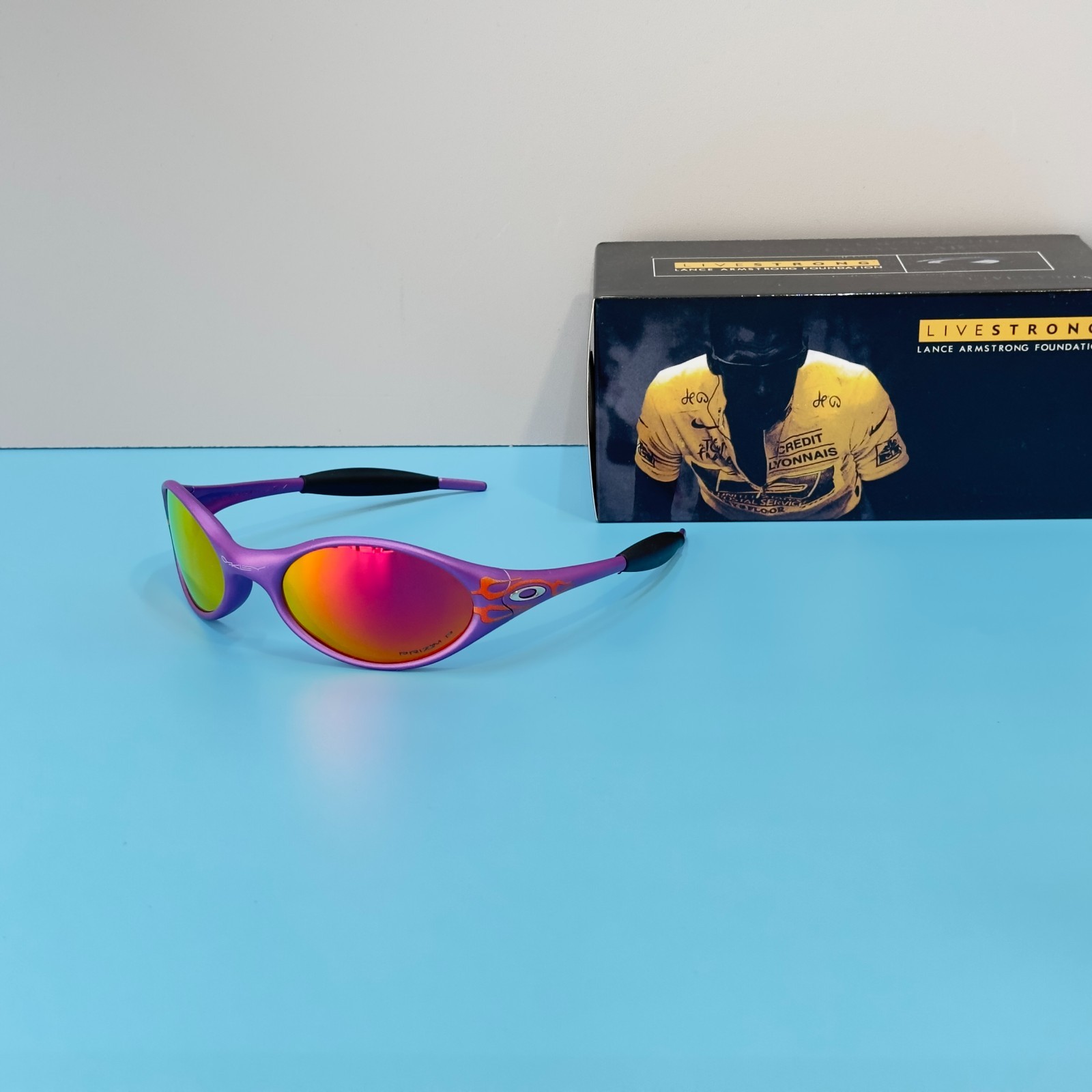 Oakley Vintage Eye Jacket Purple Frame Prizm Ruby Lens Sunglasses New w/ Bag