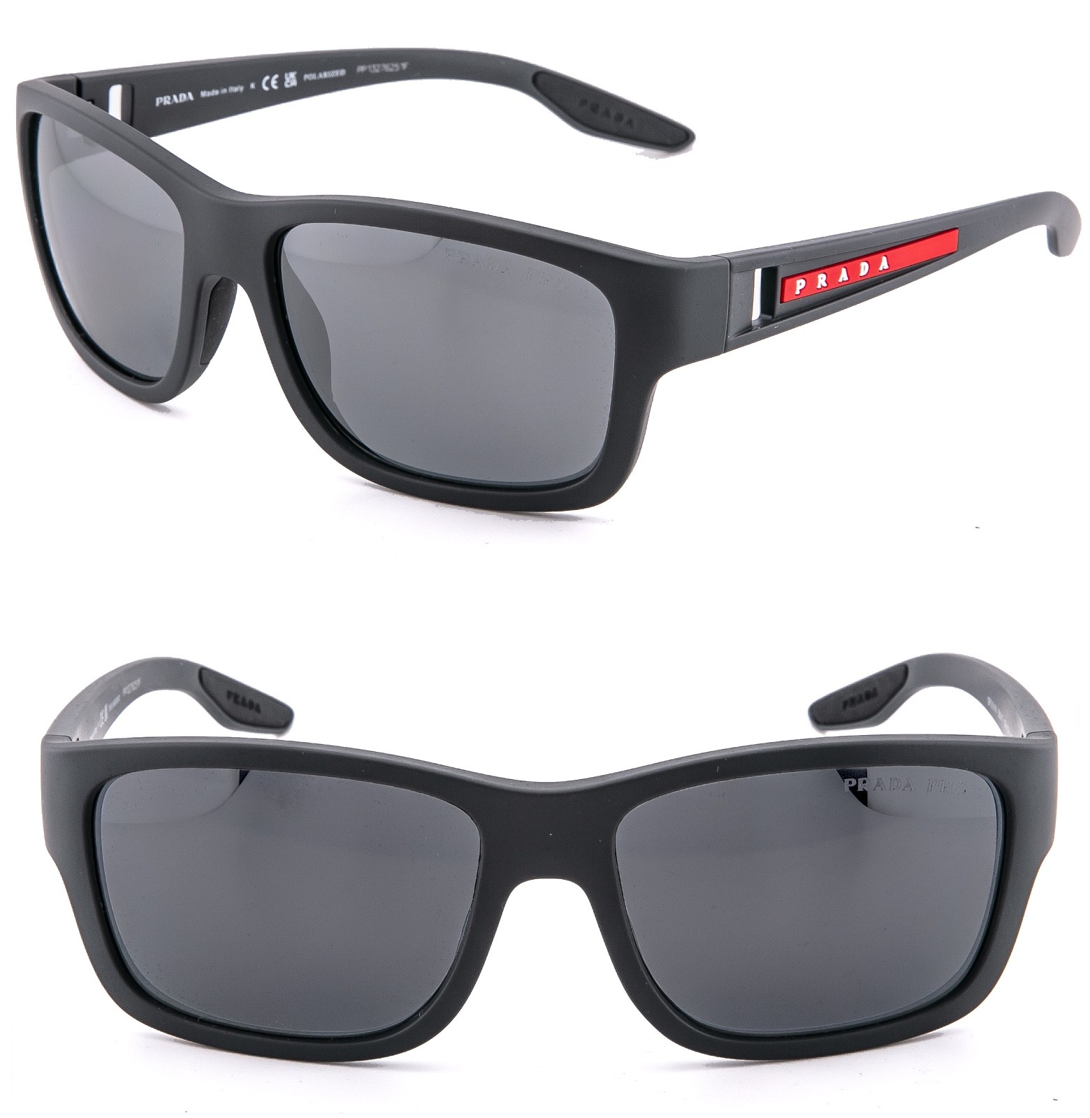 PRADA 01W Linea Rossa Sport Sunglasses Gray Pilot Wrap POLARIZED PS01WS