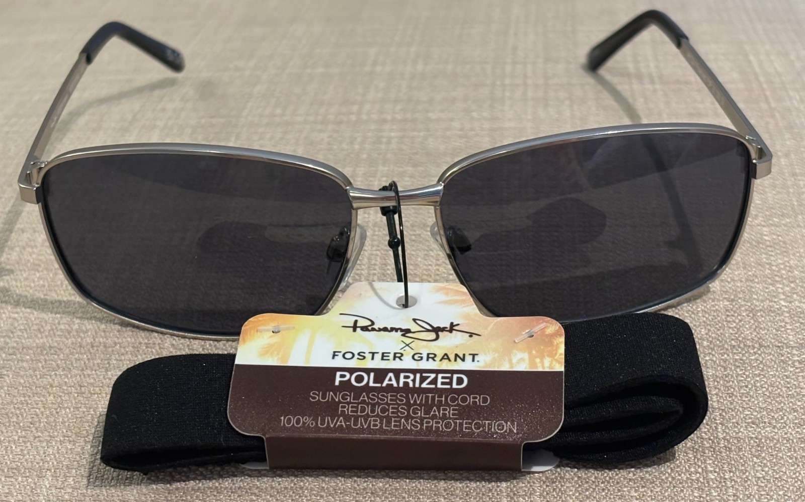 Panana Jack x Foster Grant Polarized Smoke Sunglasses with Cord 100% UVA-UVB