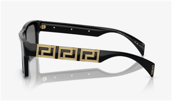 NEW Versace VE4445 GB1/87 Sunglasses 54mm Rectangle Frame Black Gray Smoke Lens