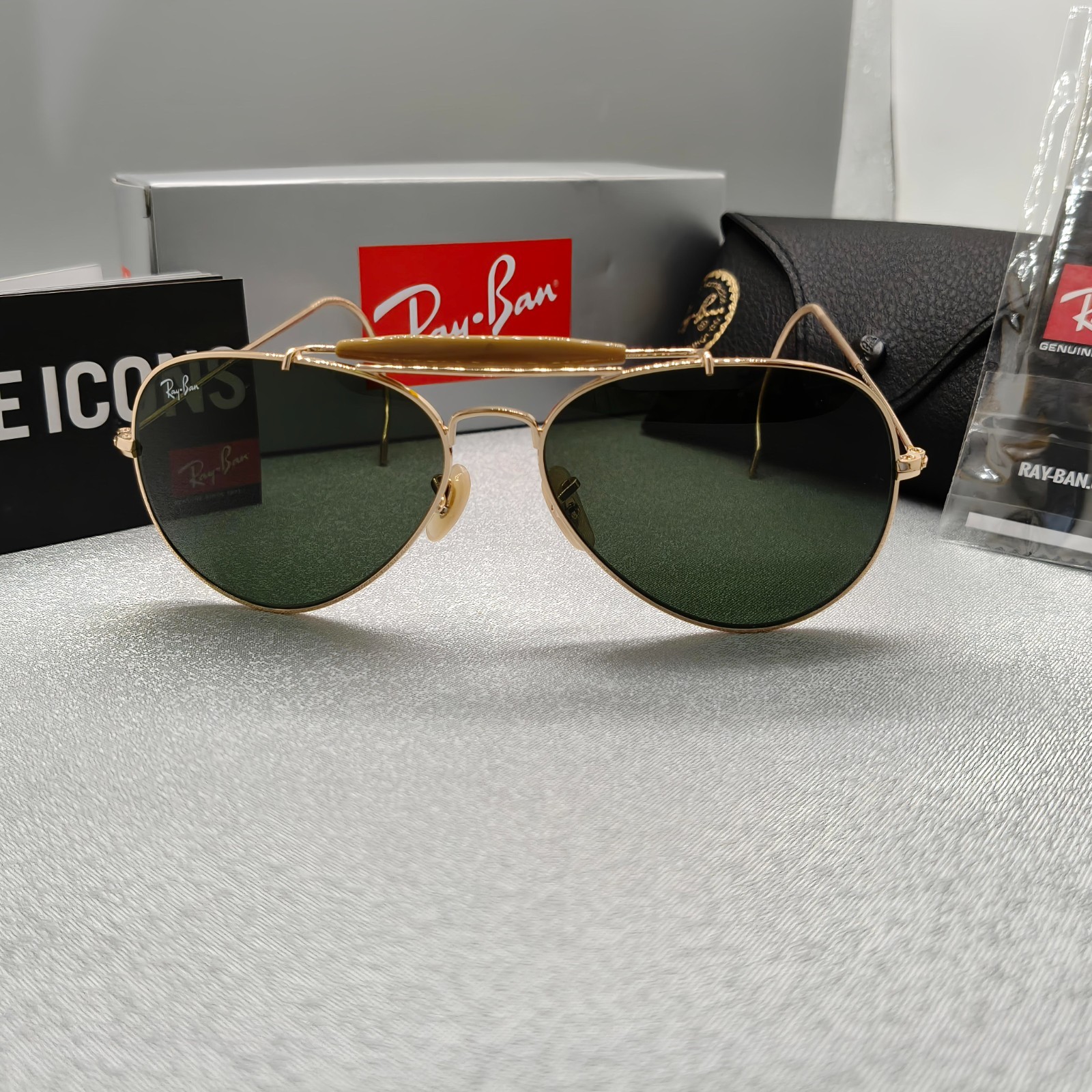 MEN GREEN RB3030 RAY-BAN OUTDOORSMAN SUNGLASSES NED-6258