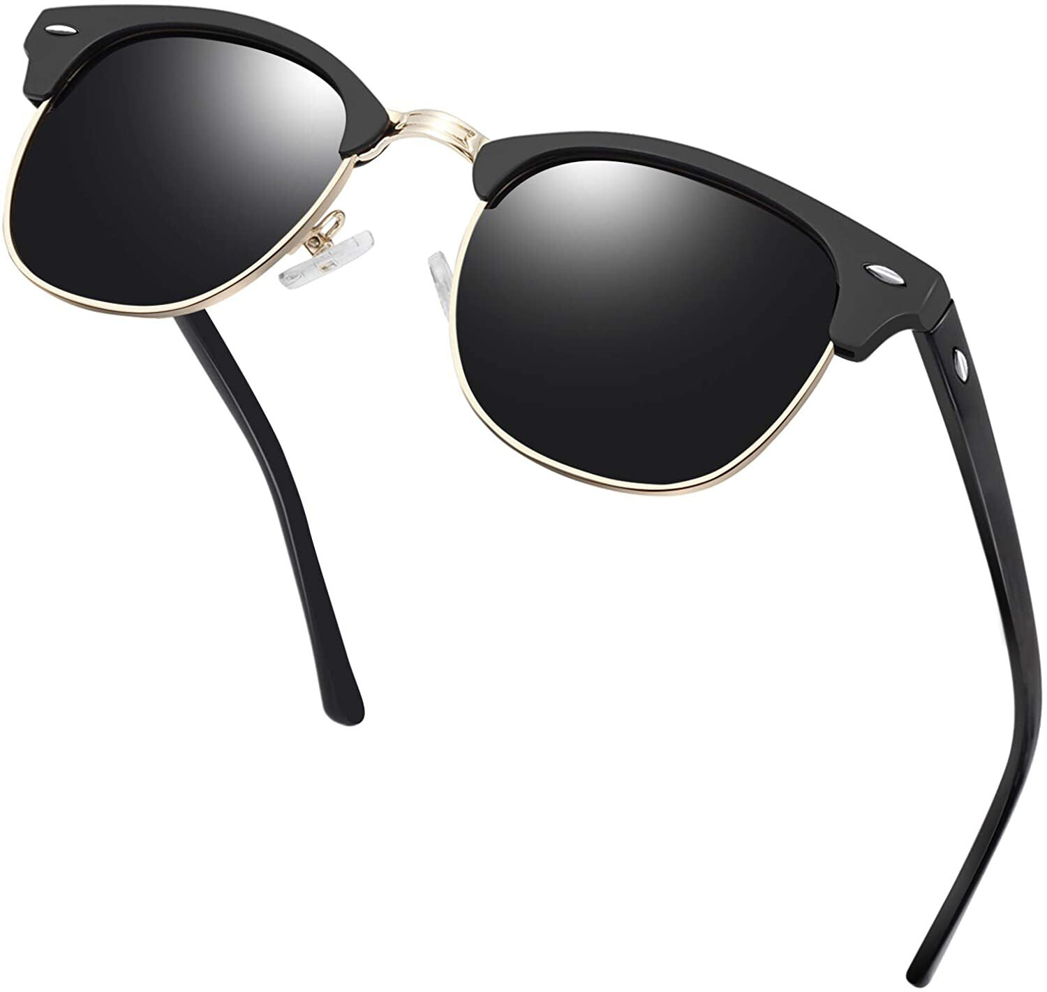 Retro Vintage Polarized Sunglasses Mens UV400 Half Metal Frame ClubSunglassesUSA