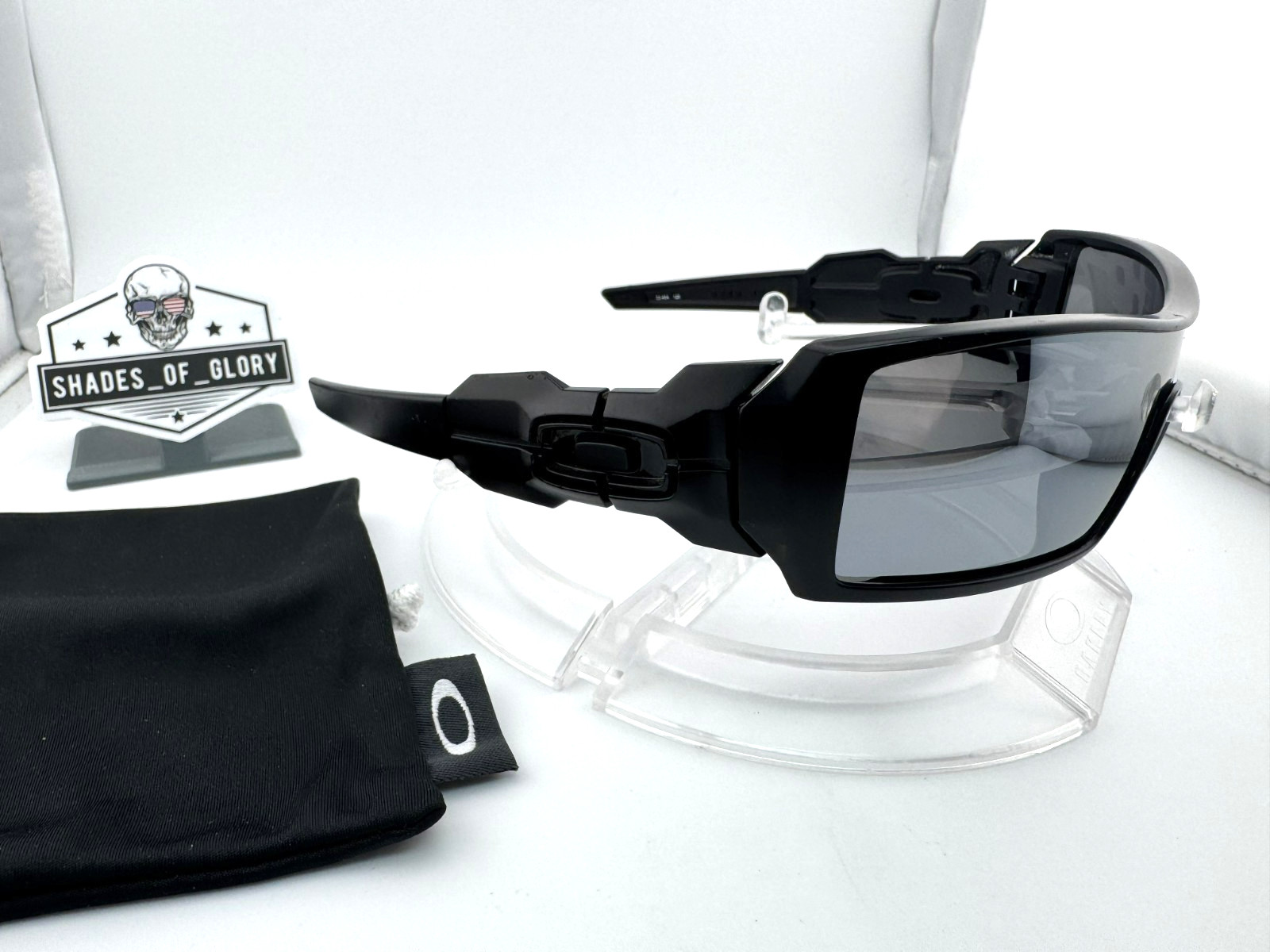 OAKLEY OIL RIG MATTE BLACK W/ SILVER AFTERMARKET POLARIZED SUNGLASSES 03-464 9