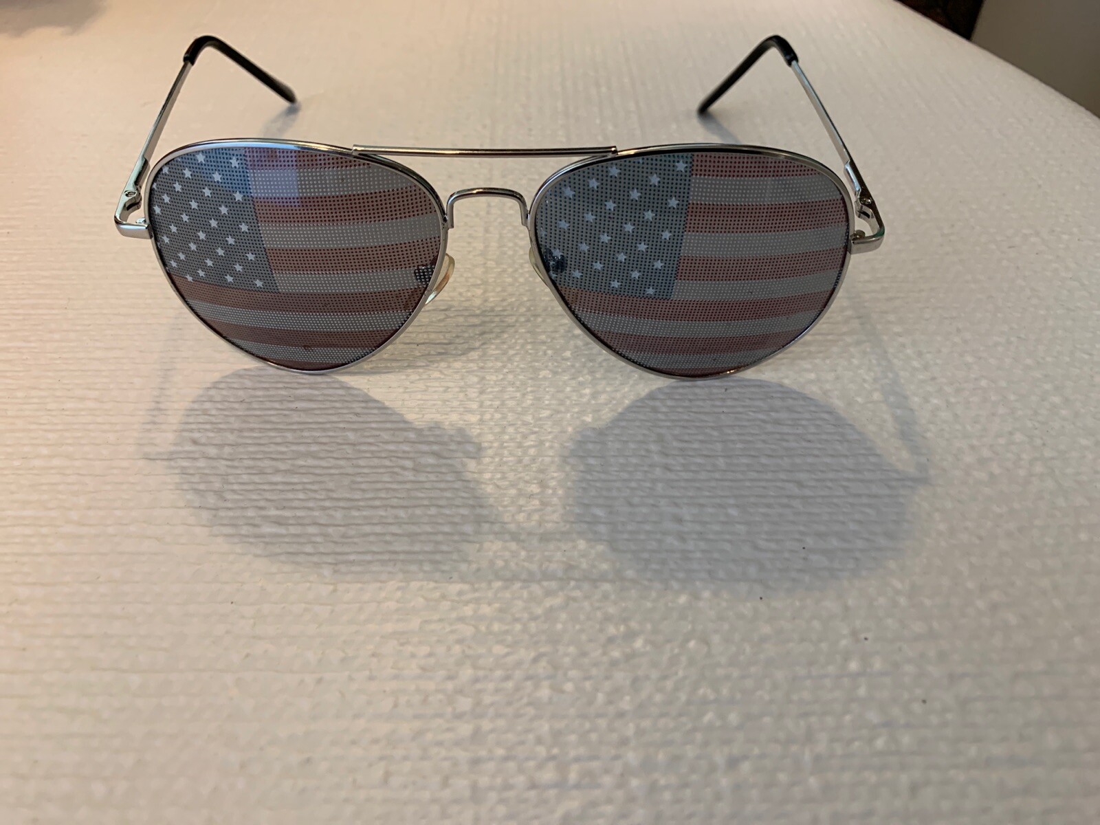 1 PAIR of SILVER US Aviator USA American Flag Sunglasses United States stars