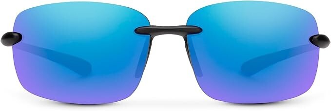 Suncloud Topline Polarized Sunglasses Black Blue Mirror by Smith Optics