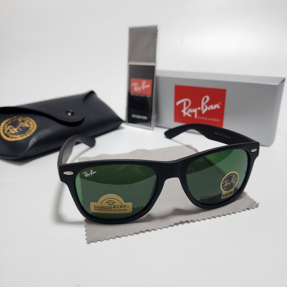 Ray-Ban RB2140 Wayfarer Sunglasses Black Frame Glass Green Lens 50-22 mm US