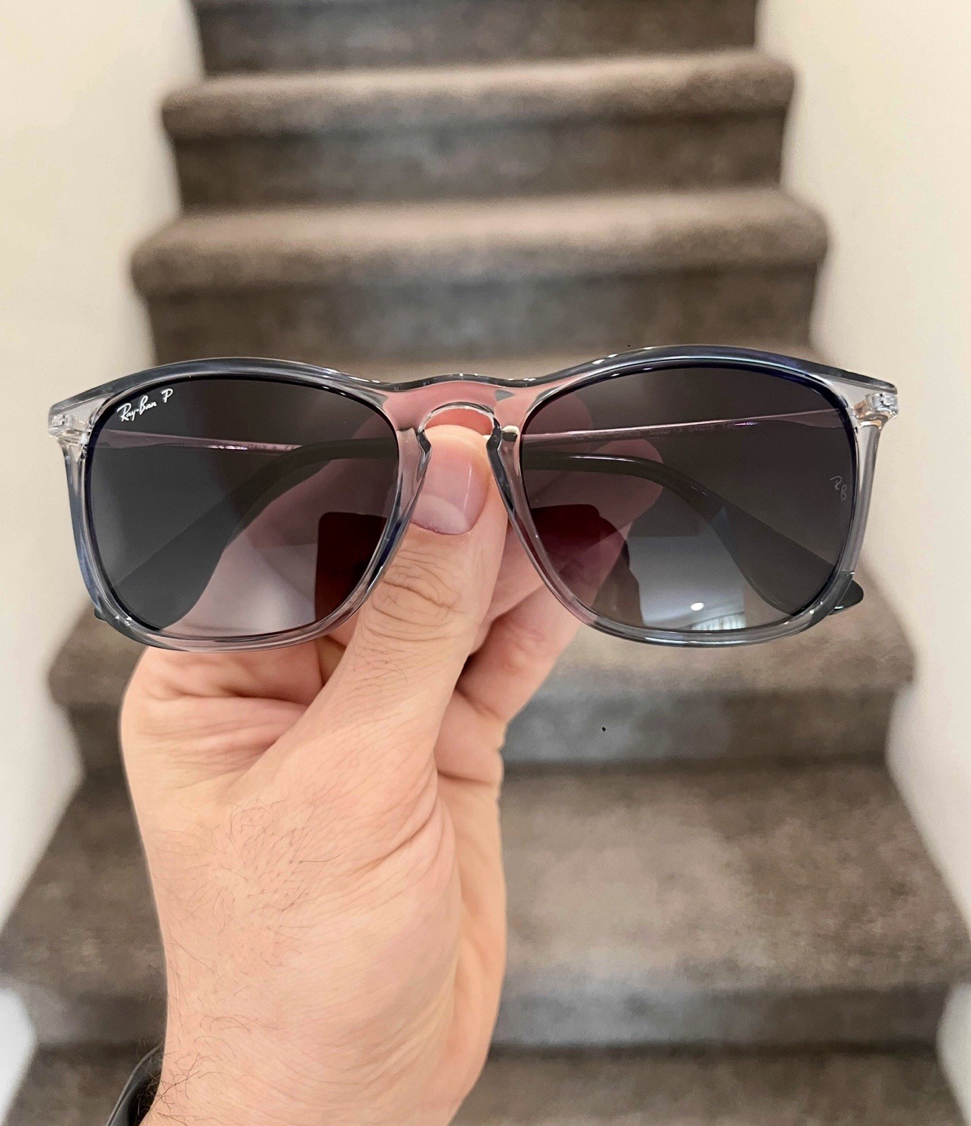 NEW Polarized Ray-Ban Chris 54mm Sunglasses Gold W/ Transparent RB 4187 RB4187