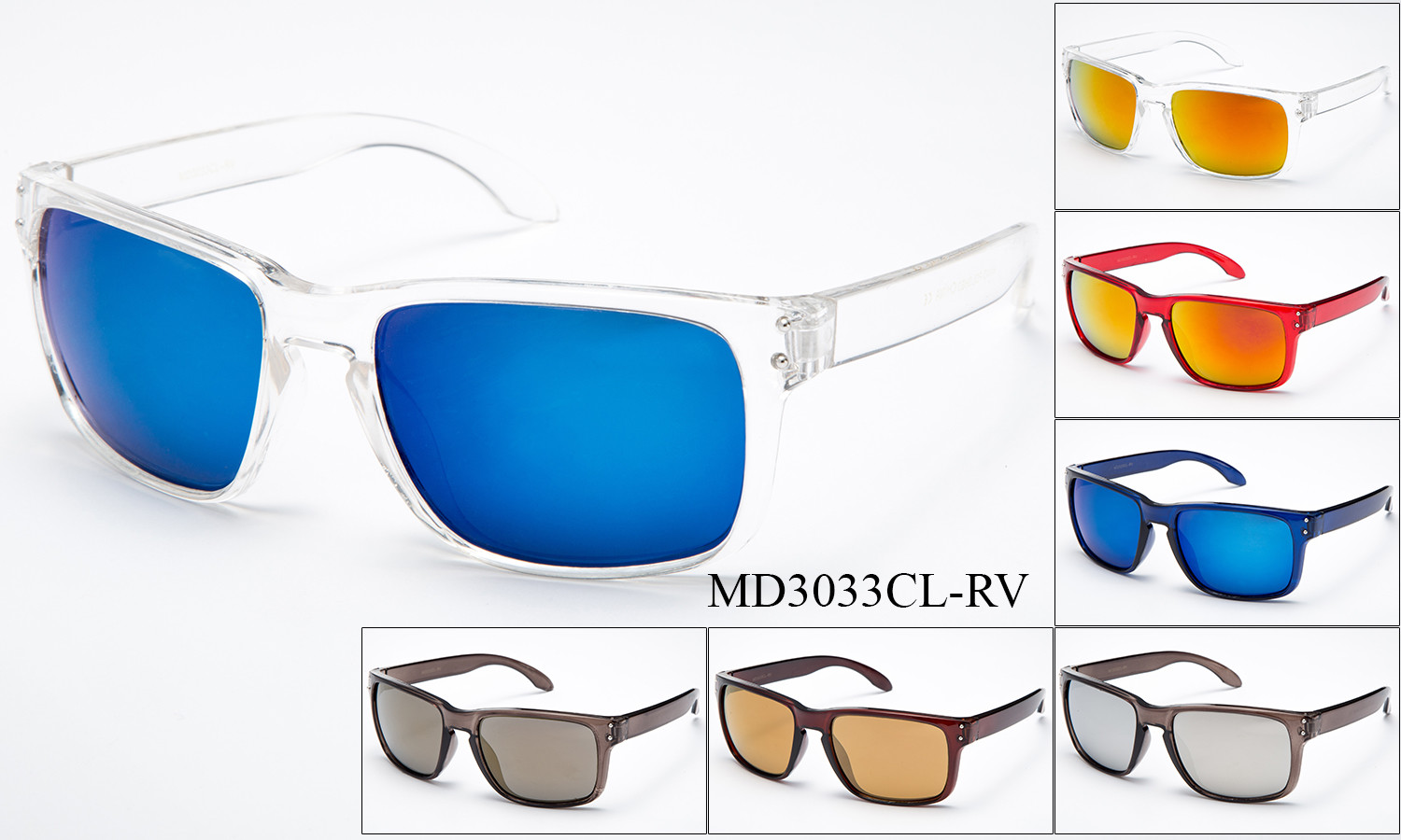 Keyhole Transparent Sunglasses Clear See Through Frame Flash Mirror Lens UV 100%
