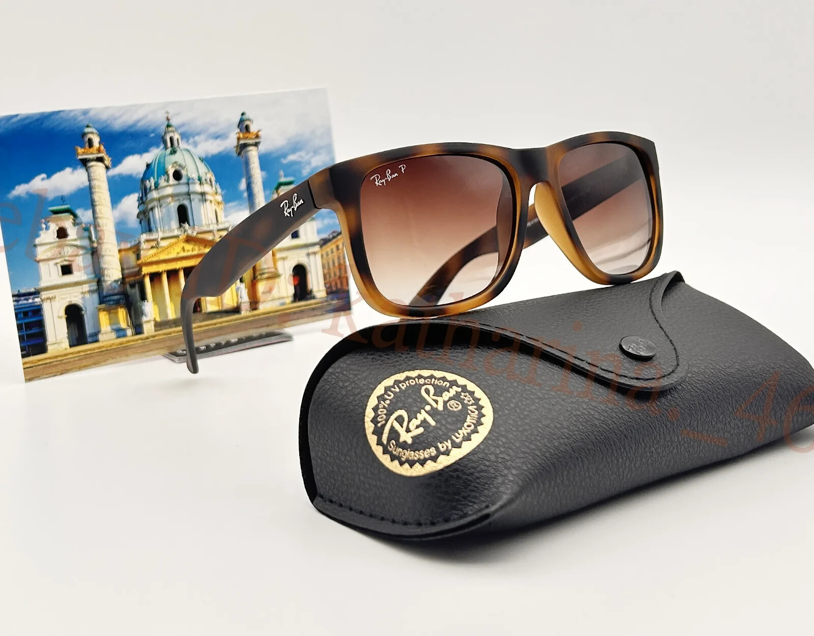 Ray-Ban Justin RB4165 54mm Matte Tort Polarized Sunglass Rubber Gray-Brown Frame
