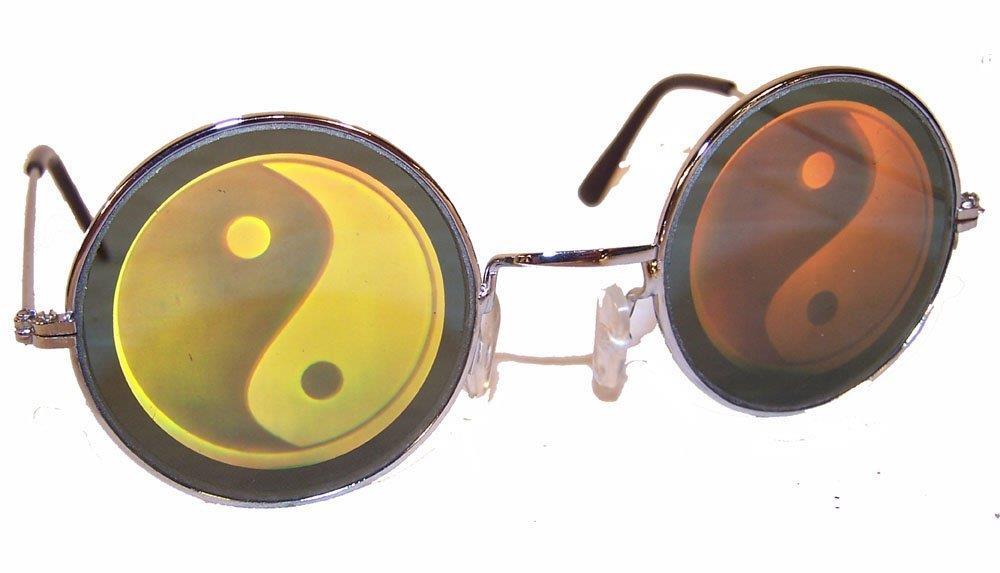 1 PAIR HOLOGRAPHIC YIN YANG GLASSES hologram 3-D unisex HIPPIE new MENS WOMENS