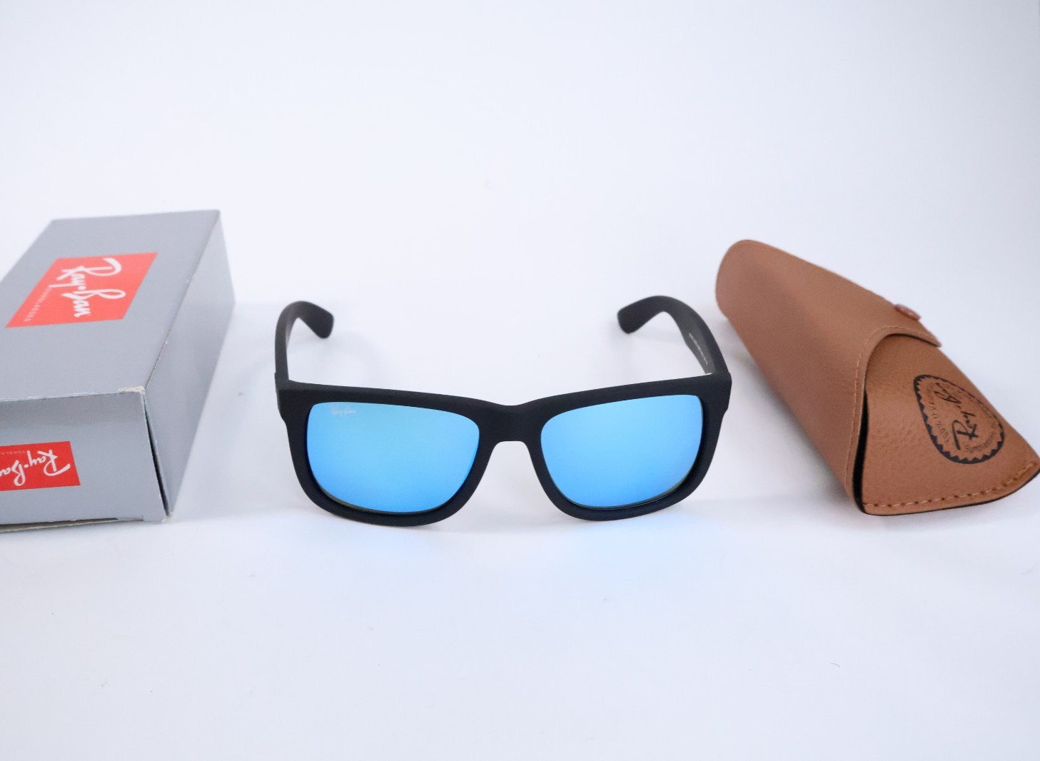 Ray-Ban Justin Color Mix Matte Rubber Black / Blue Mirror 54 mm Sunglasses