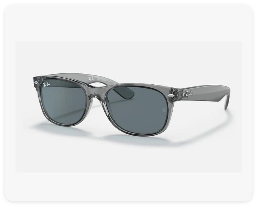 RayBan New Wayfarer Classic Transparent Grey/Dark Blue RB2132 55mm US SELL