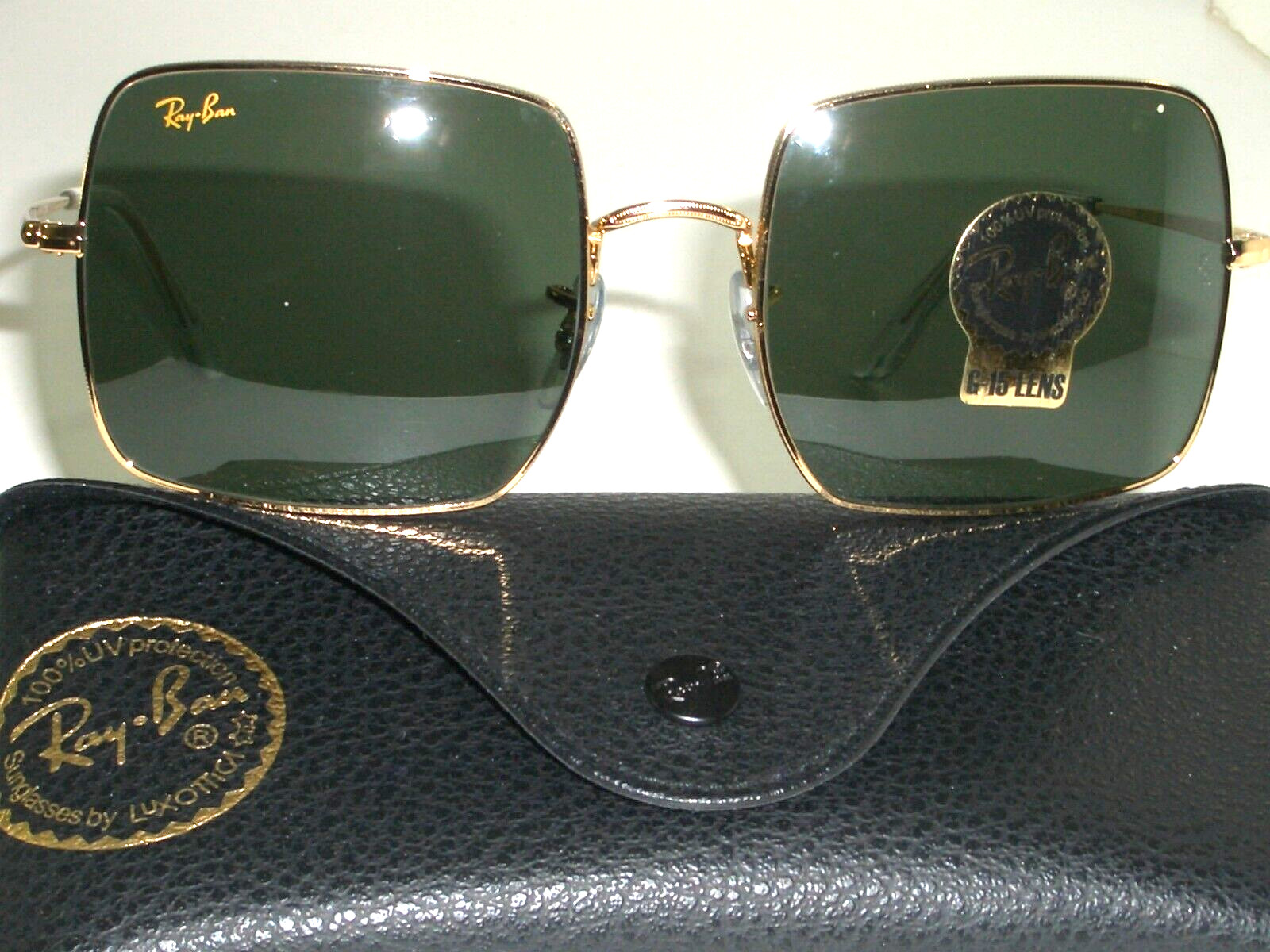 54[]19mm 145 RAY-BAN ITALY RB1971 G15 CRYSTAL GEP SQUARE SHAPED SUNGLASSES MINT