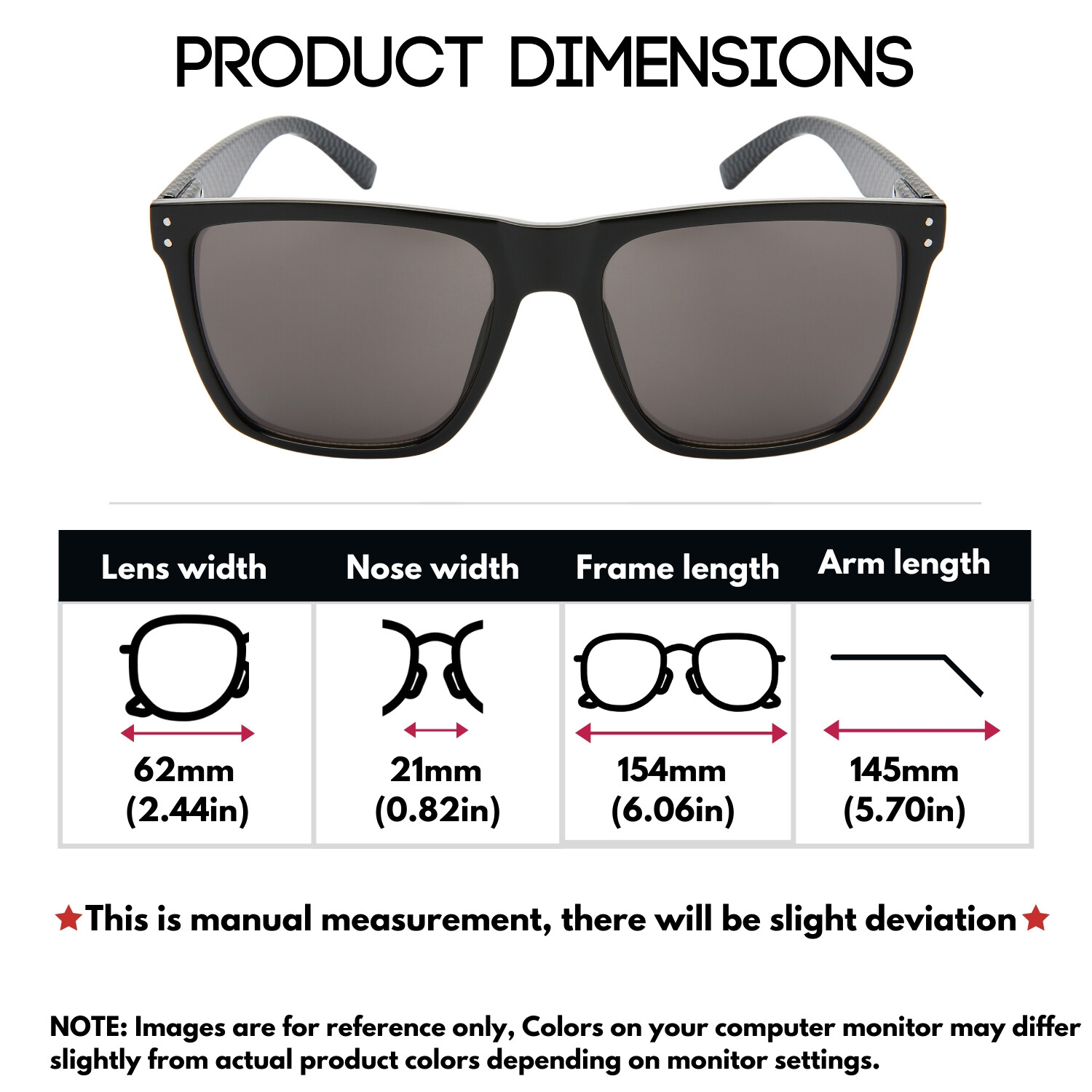 XXLarge Square Rectangular Sunglasses for Big and Tall with UV400 XXL-001&2