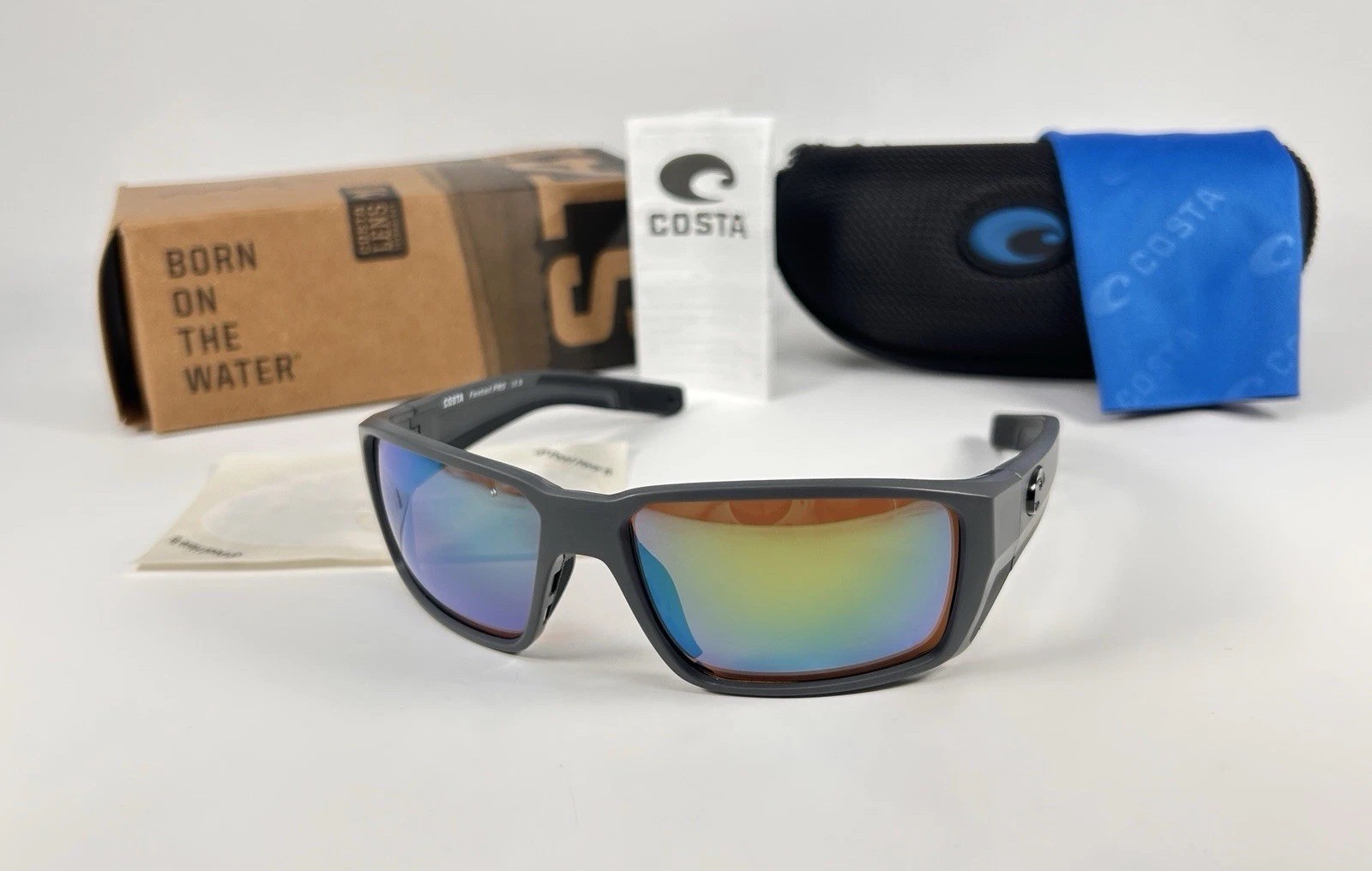 Costa Del Mar Fantail Pro Gray Matte Green 580G Polarized Sunglasses 06S9079-10