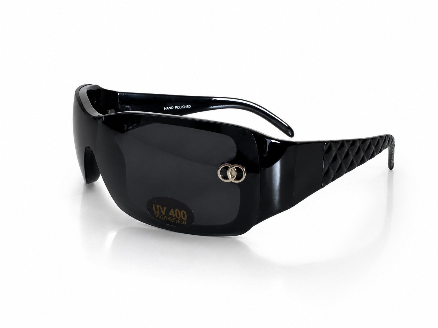 Oversized Shield Wrap Around Sunglasses Black Glossy UV400 Fashion Y2K Luxury