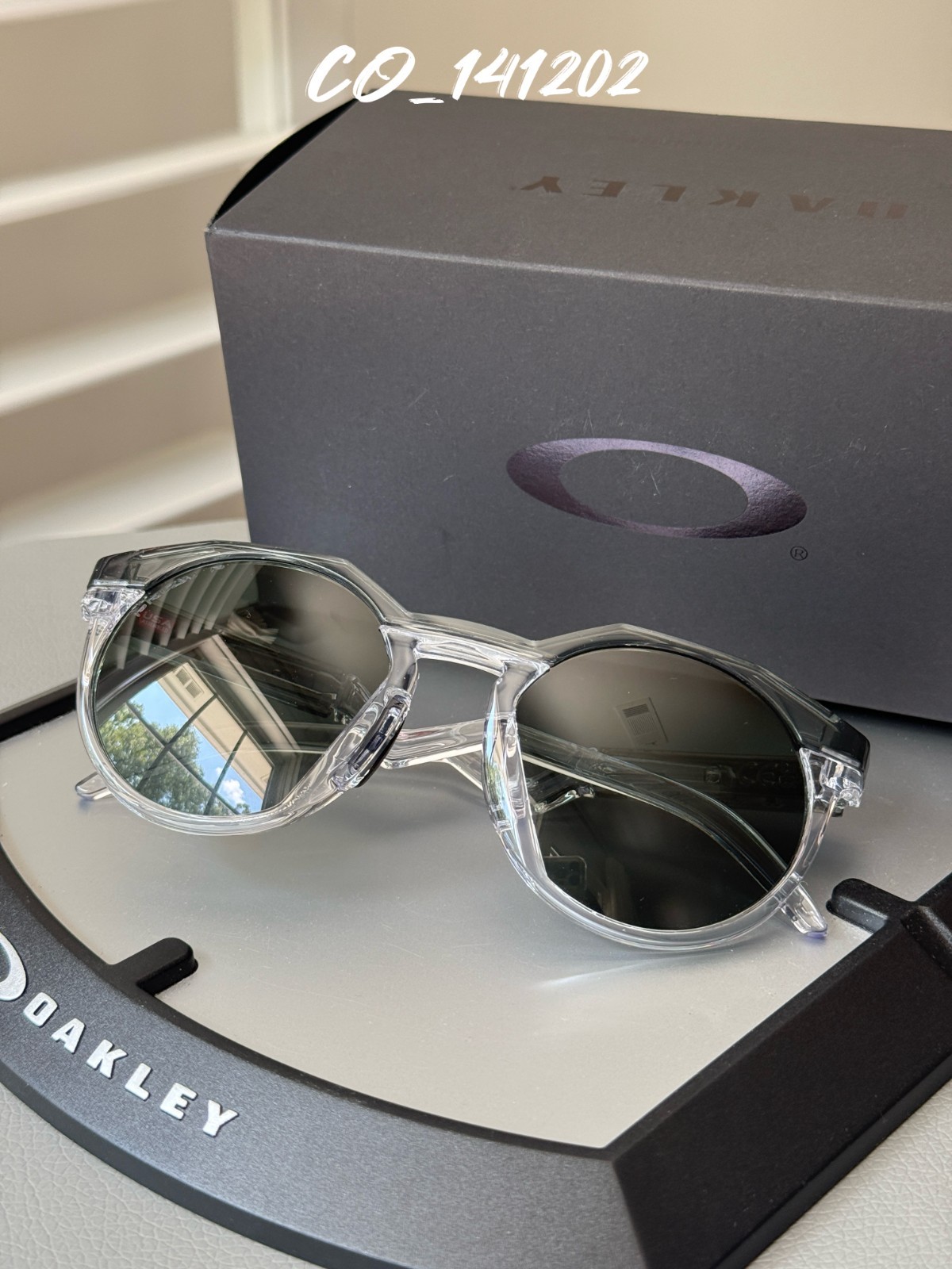 Oakley HSTN Sunglasses Clear/Grey Frame Prizm Black Lenses