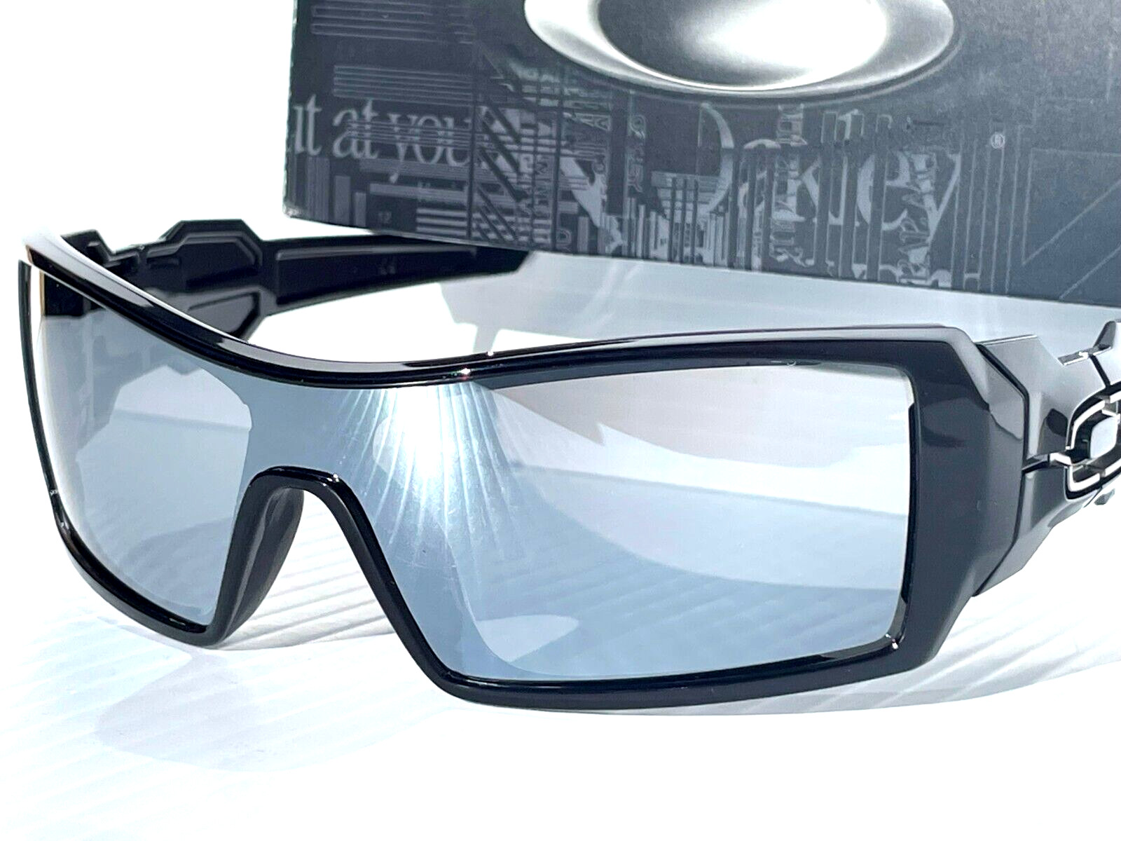 Oakley OIL RIG polished BLACK POLARIZED Galaxy CHROME Mirror lens Sunglass 9081