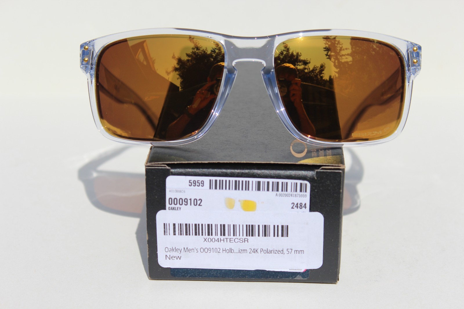OAKLEY Holbrook POLARIZED Sunglasses Crystal Clear/Prizm 24K Gold OO9102-AD NEW