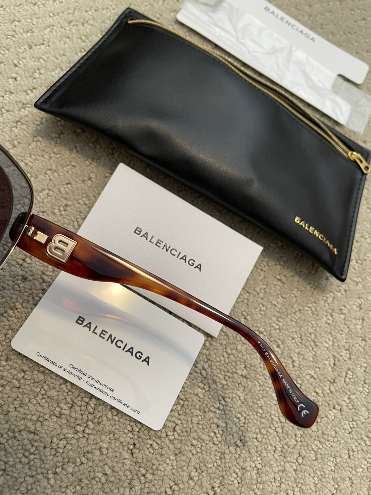 BALENCIAGA GOLD TRIM BA 2 20T 56-19 LIGHT BLUE VIOLET SUNGLASSES: Authentic, NWD