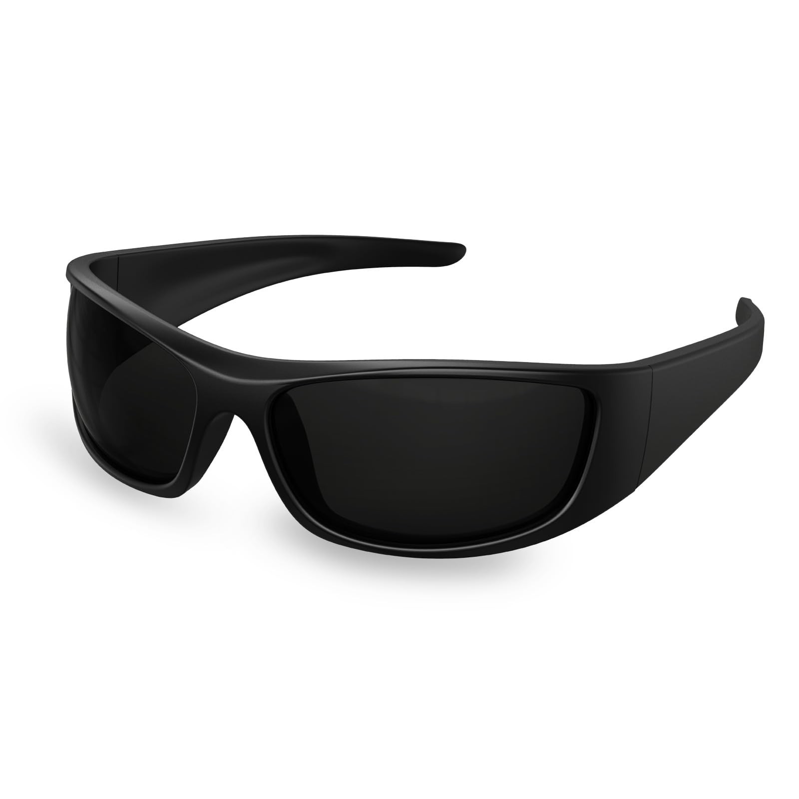 Super Dark Lens Black Polarized Sunglasses | Wrap Around Sport Sunglasses Unisex