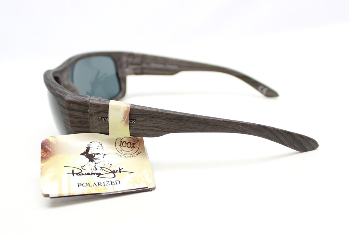 Panama Jack POLARIZED Gray Wood Grain Print Wrap Sunglasses 100%UV PJ POL 19 01