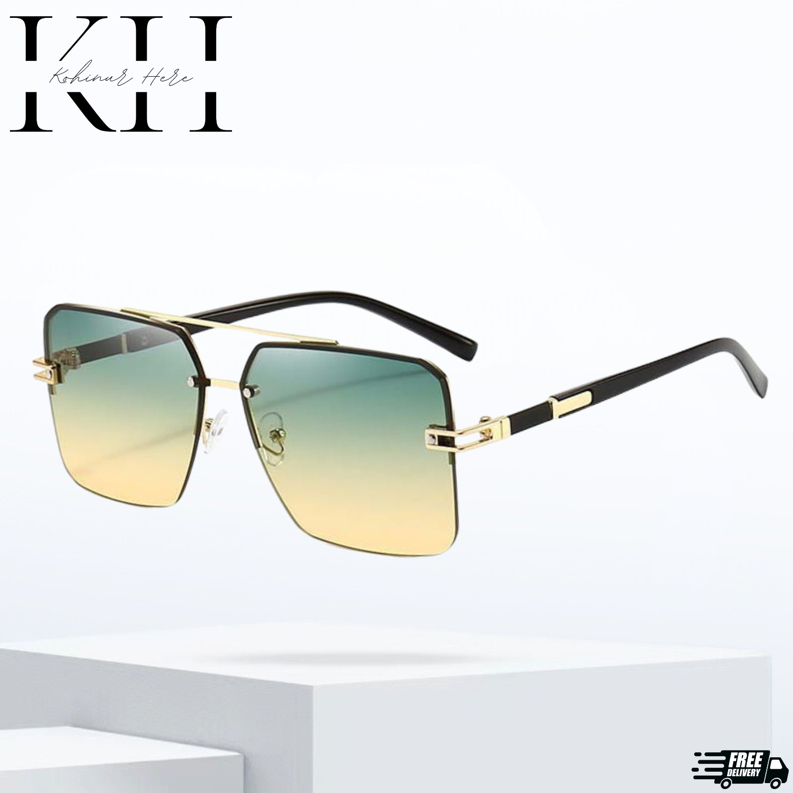 Men’s Sunglasses Designer Square Classic Gold Frame Shades Metal Fashion Hip Hop