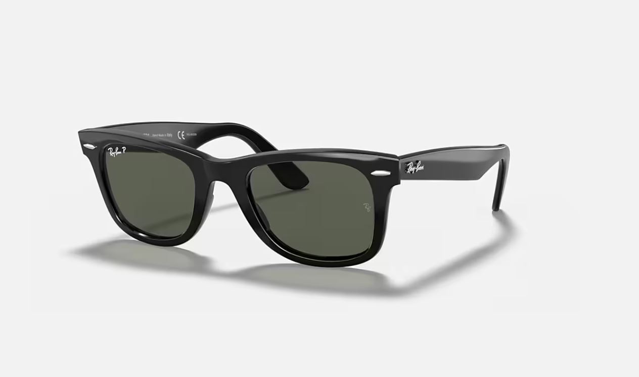 Ray-Ban Original Wayfarer Classic 54mm Polished Black/Green Polarized Sunglasses