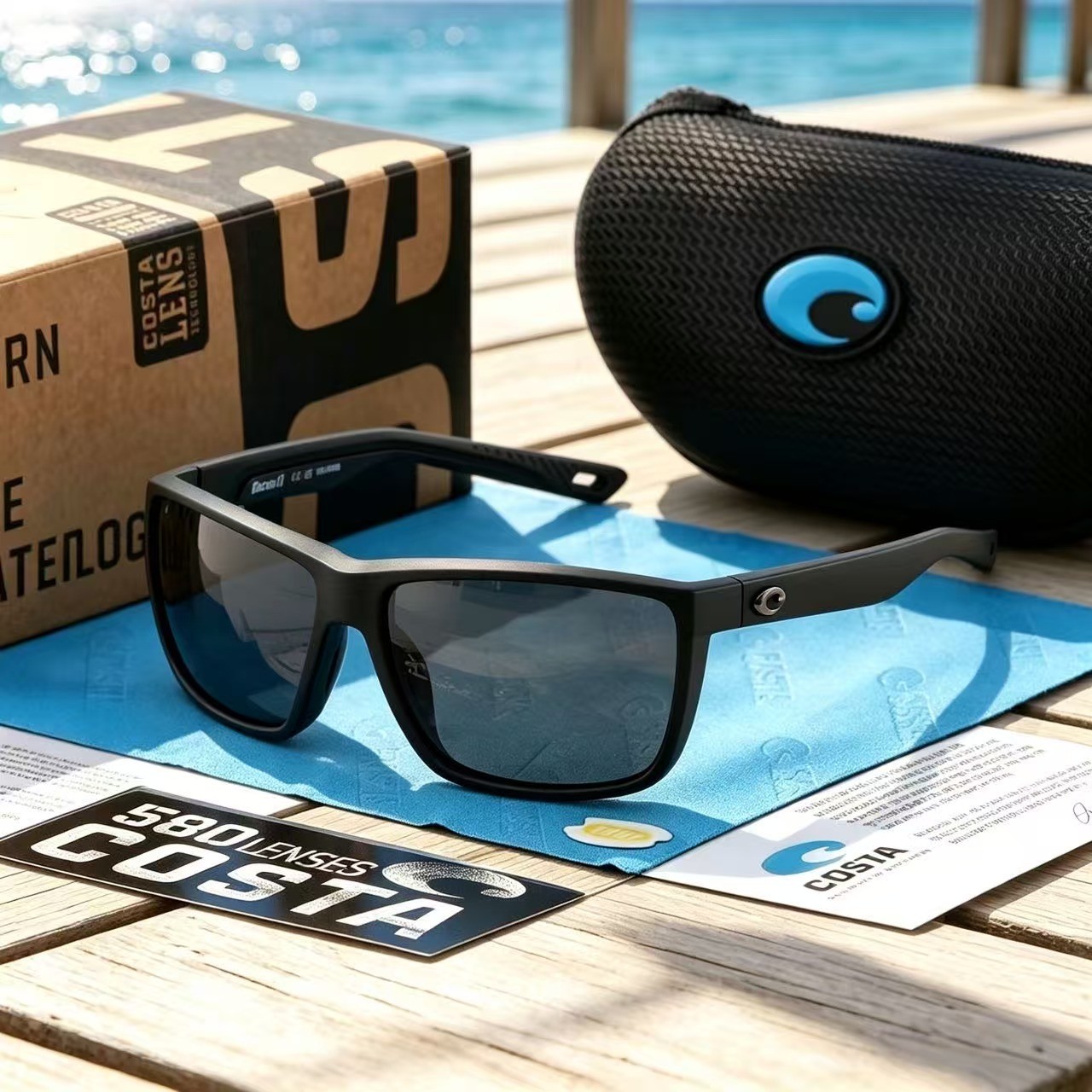 Costa Del Mar Rincon II Matte Black Gray Polarized Sunglasses Outdoor New