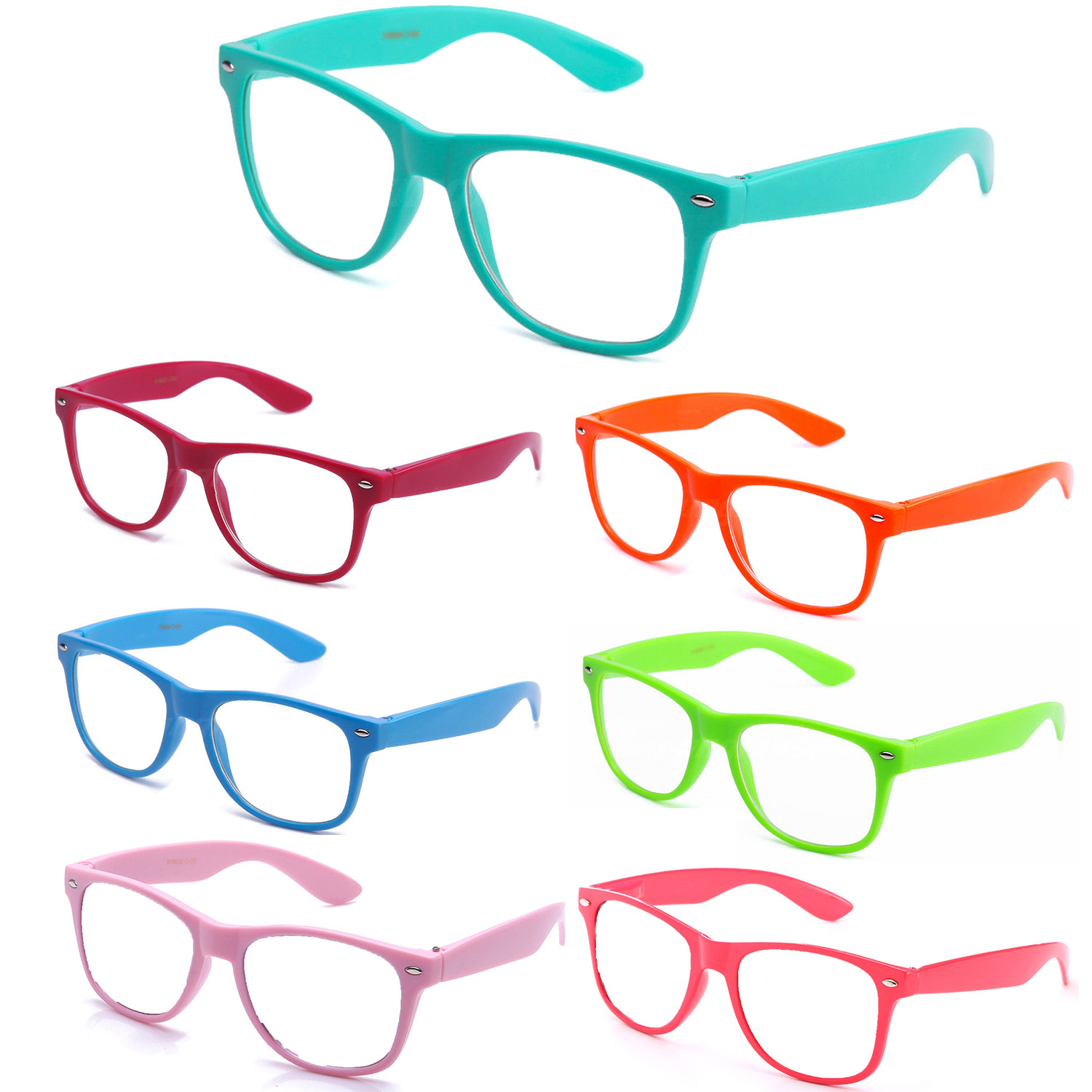Clear Lens Glasses Fashion Designer Vintage Fun Retro Neon Colorful Party UV400