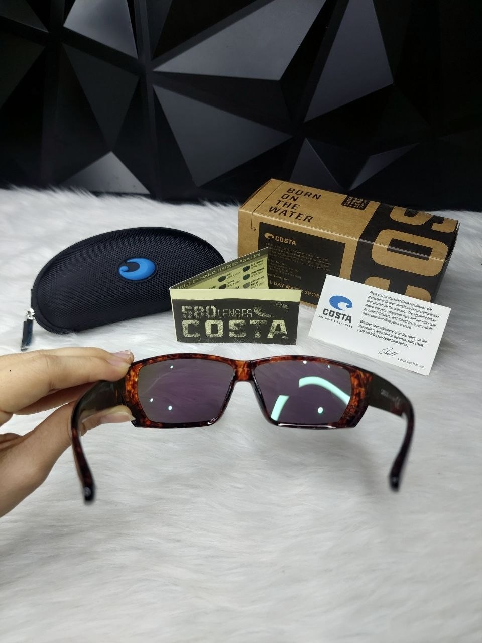 NEW Costa Del Mar Fantail Polarized Sunglasses Tortoise Blue Mirror 580P UV400