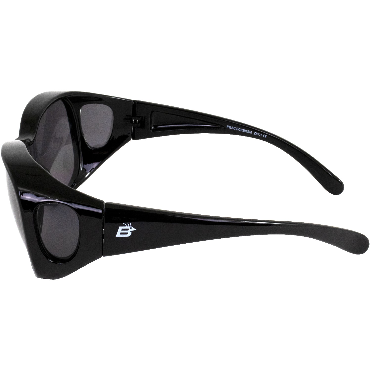 2 Pairs of Birdz Peacock Fit-Over Glasses Black with Yellow & Smoke Lenses