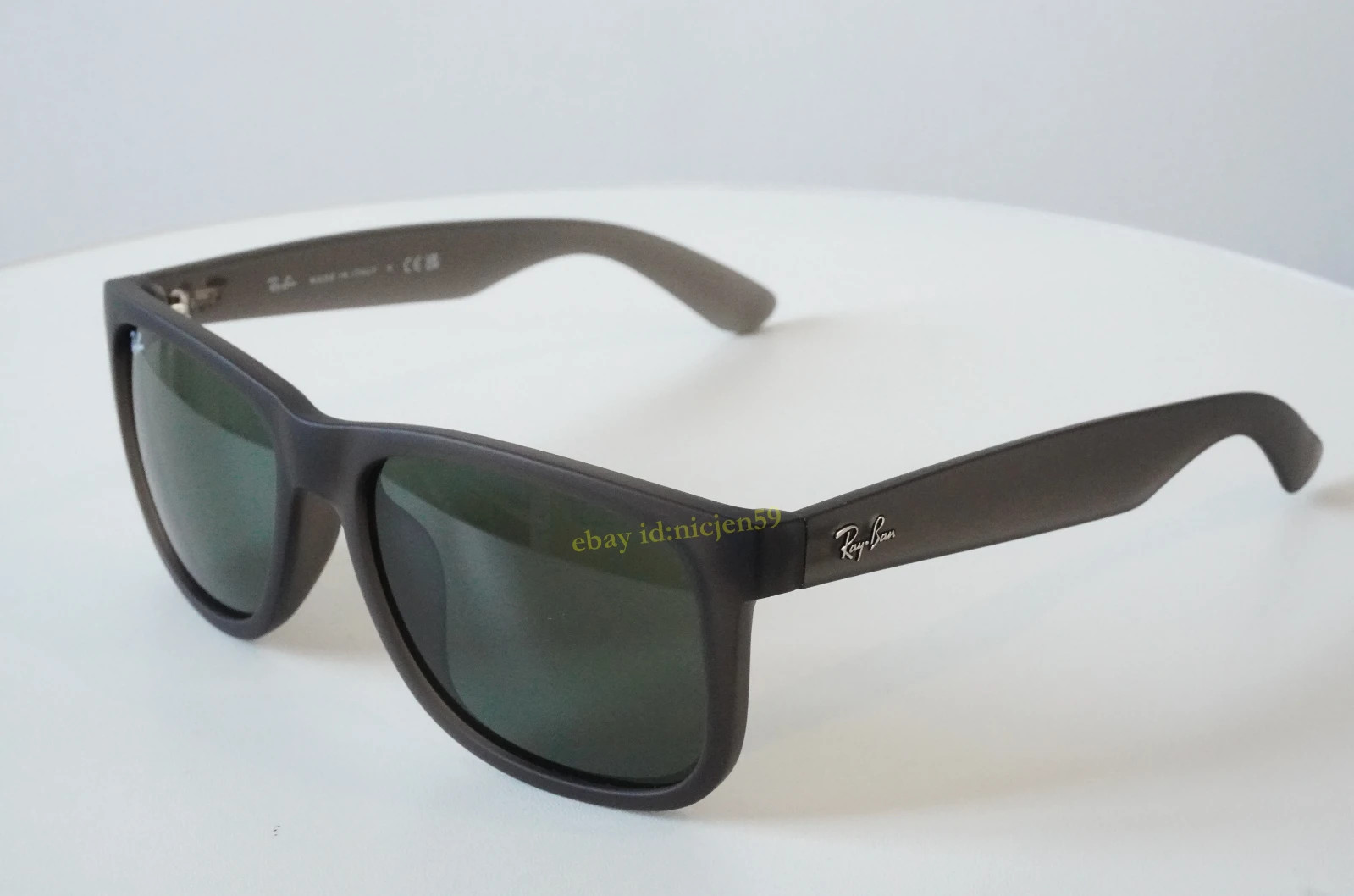 Ray-Ban Justin RB4165 6873/82 Sunglasses Matte Opal Grey Green Lens Frame 54mm