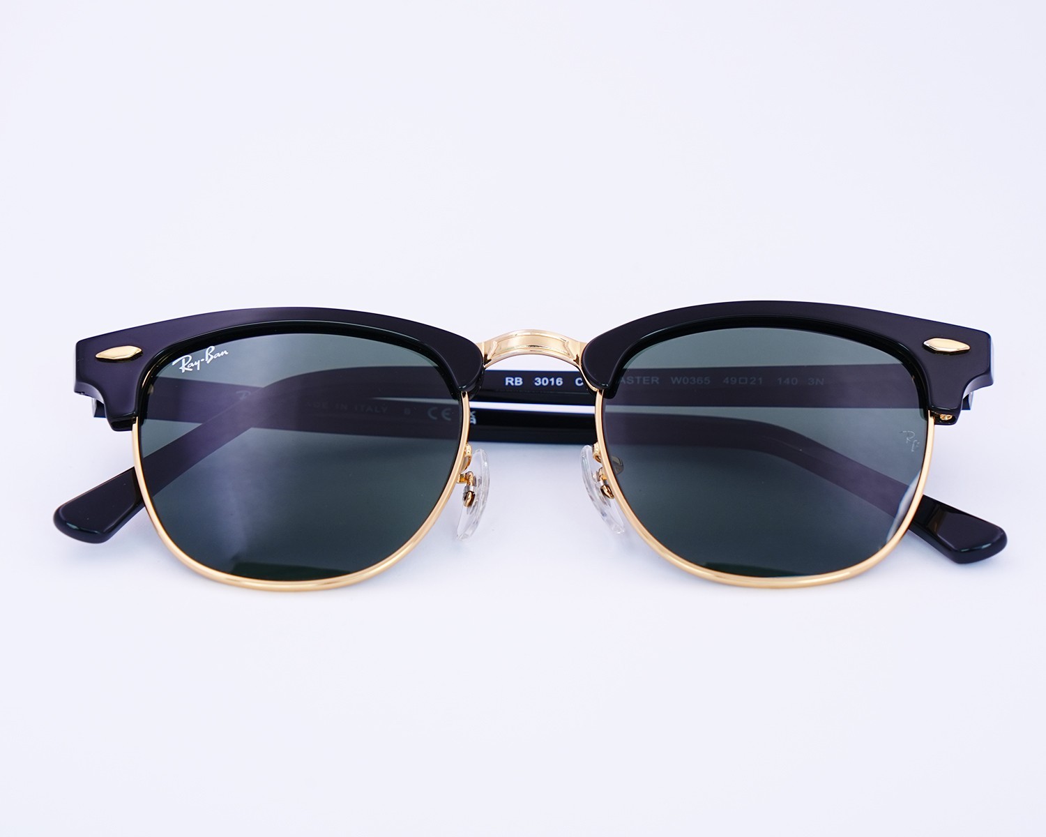 Ray-Ban Sunglasses RB3016 Clubmaster Classic Black Frame Green Lens 49mm Unisex