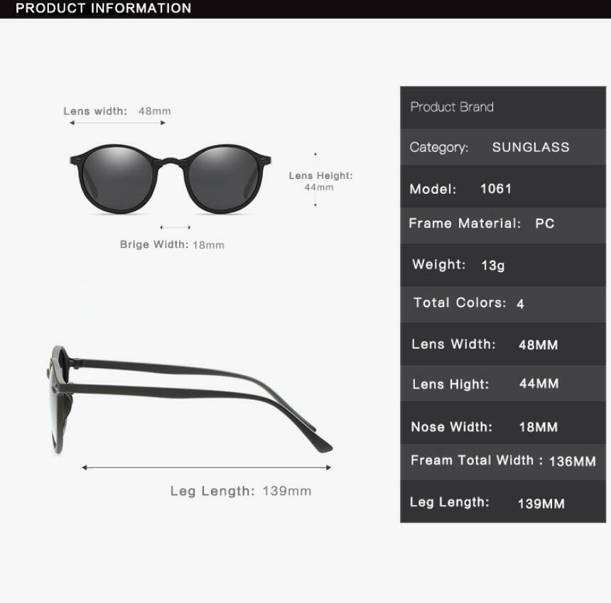 Round Retro Polarized Sunglasses For Men Women Outdoor Driving UV400 Glasses