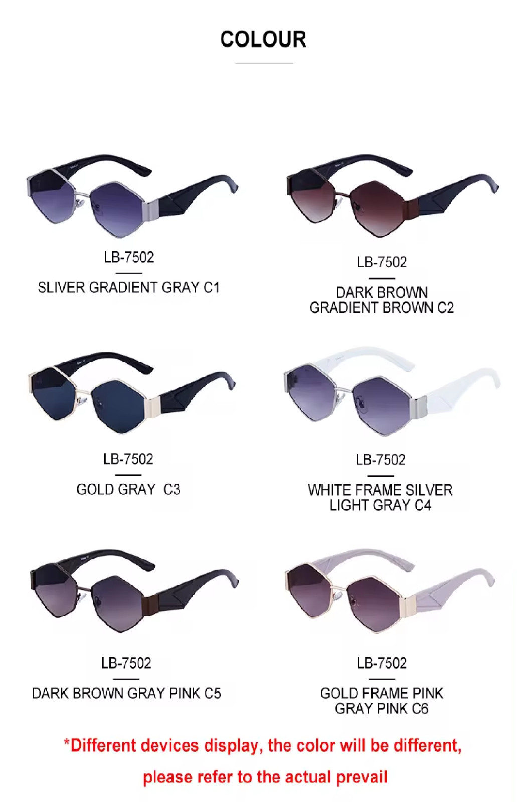 Sunglasses Unisex Polarized UV400 Lenses Vintage Style Metal Frame Diamond Shape