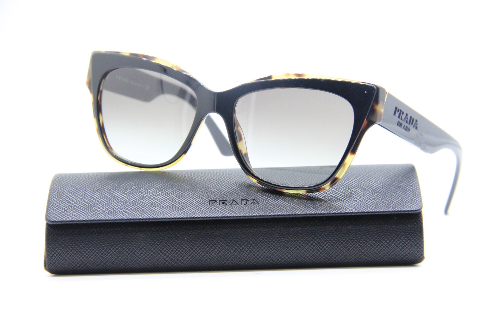 NEW PRADA SPR 23X 389-0A7 BLACK HAVANA GREN AUTHENTIC SUNGLASSES W/CASE 53-16