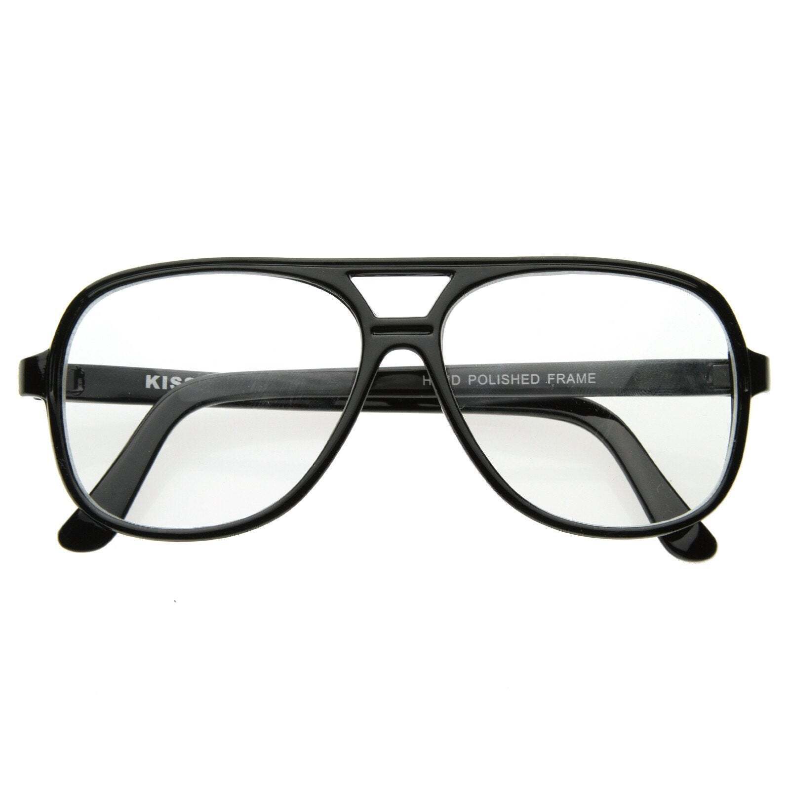 Retro 1980’s Basic Square Aviator Clear Lens Glasses 8043