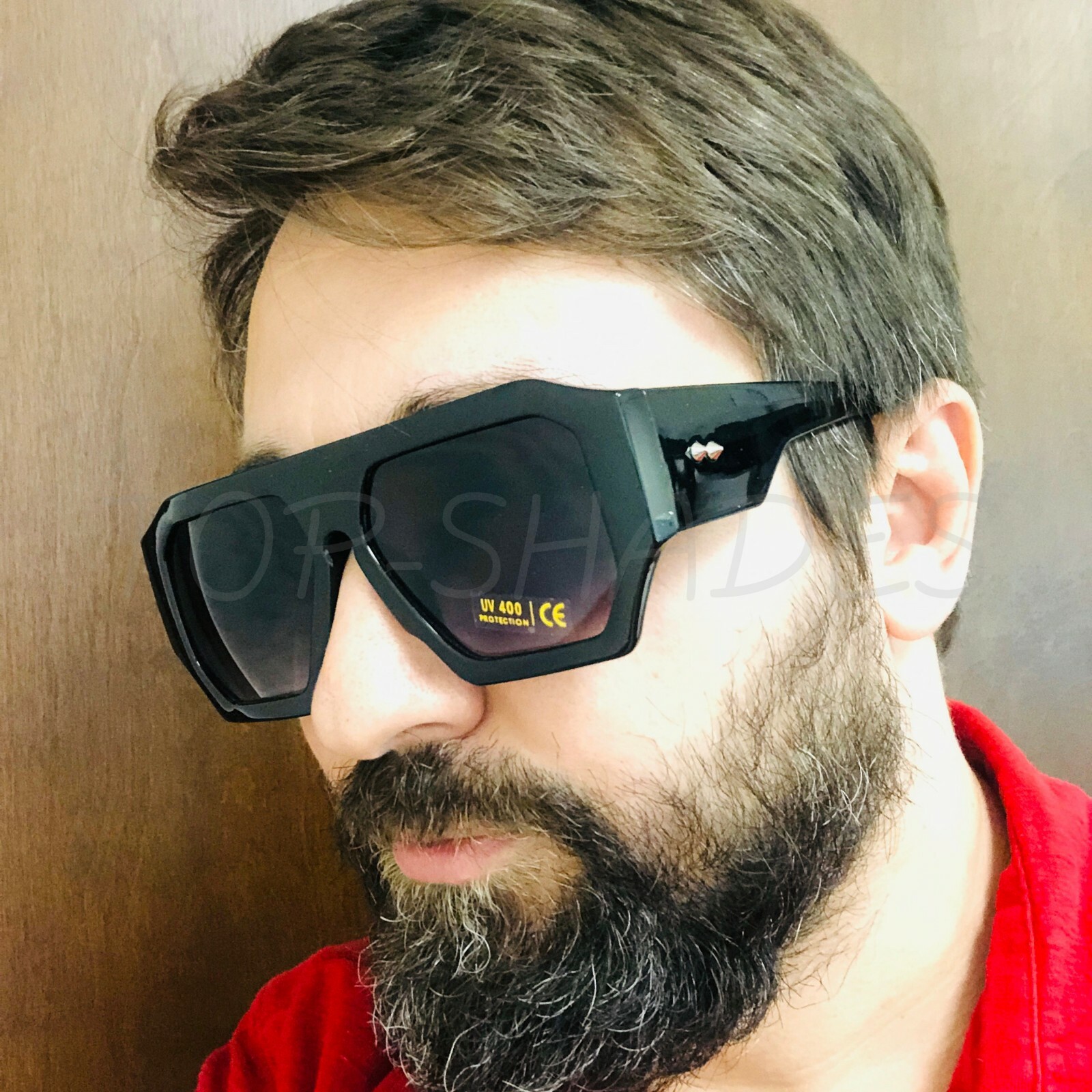 Men Sunglasses Fashion Black Oversize Big Designer Square Rapper Rap Black Retro